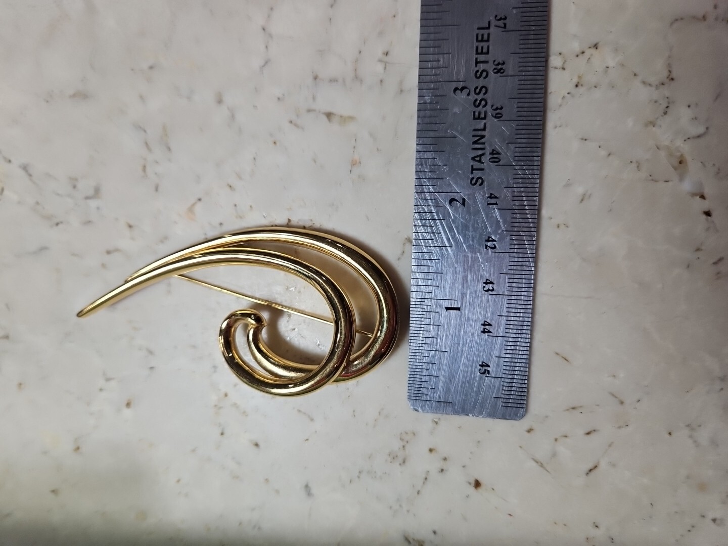 Givenchy Wave Brooch Signed Gold Tone 3.25in X 1.75 In. Well Made