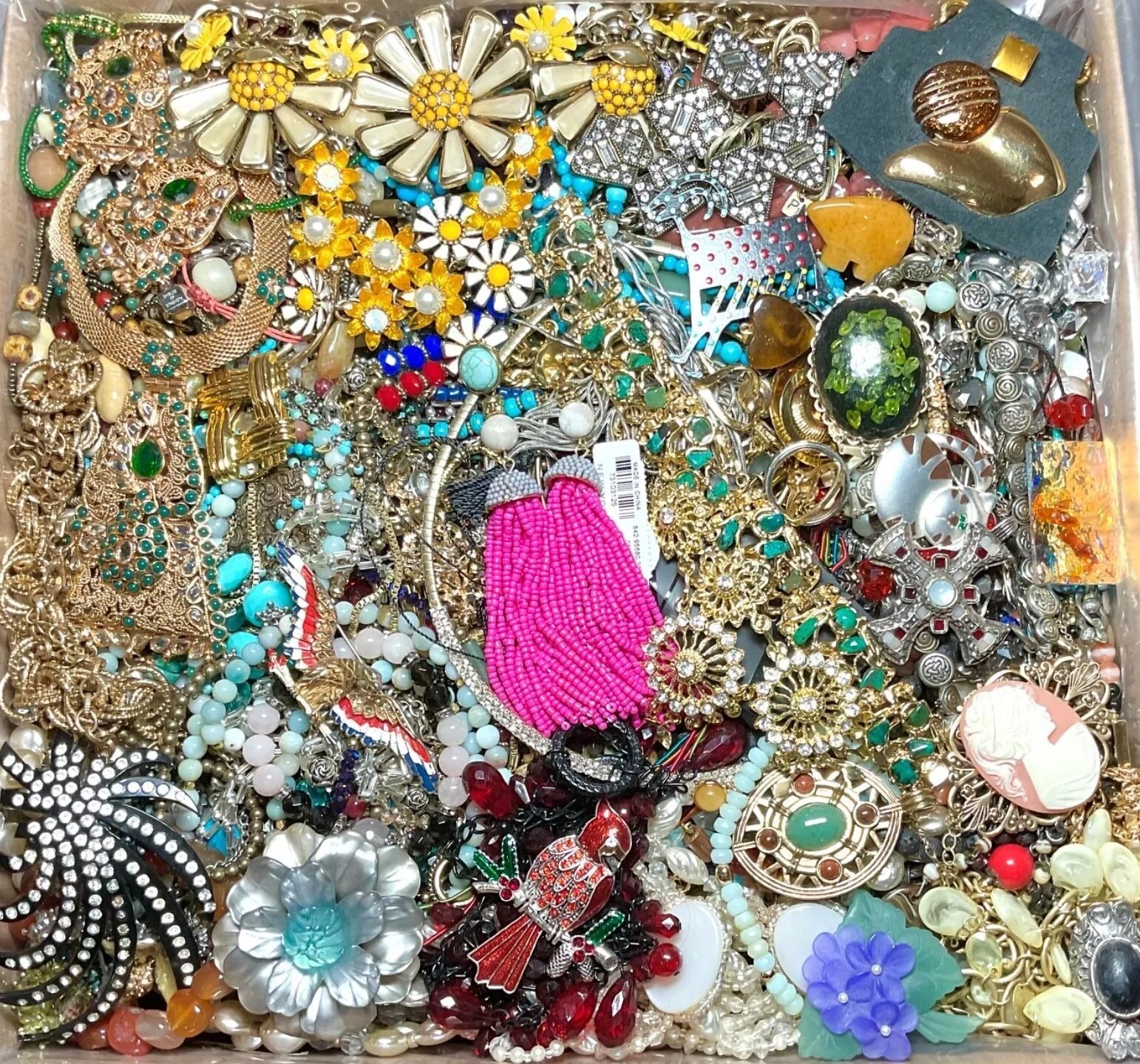 Jewelry Treasure Box Lot Unsearched Unsorted Vtg & New Junk & Good Resell 3 Lbs