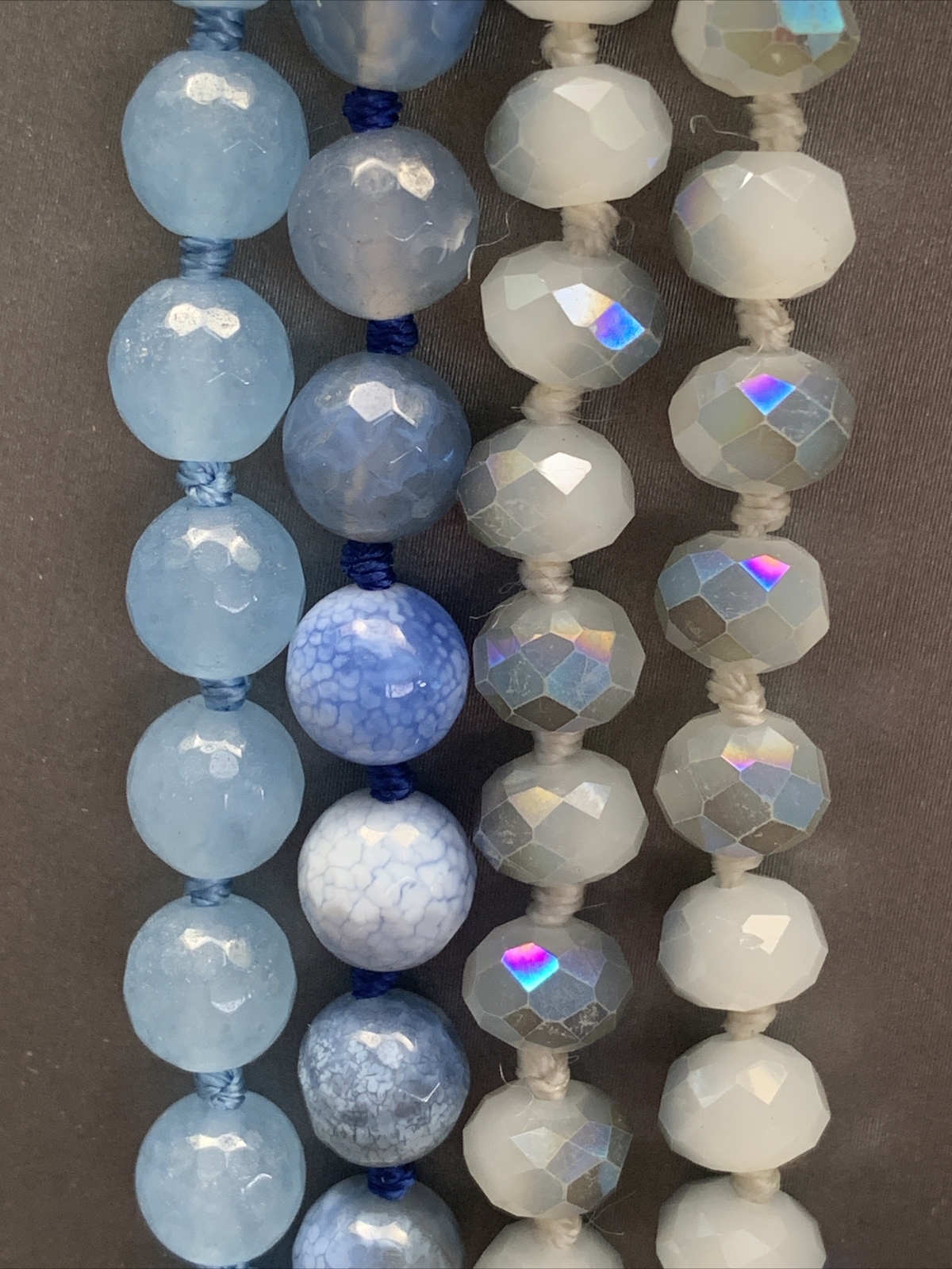 Vintage Crystal And Stone Blue Beaded Necklace Lot Of 3 For Layering 30+”