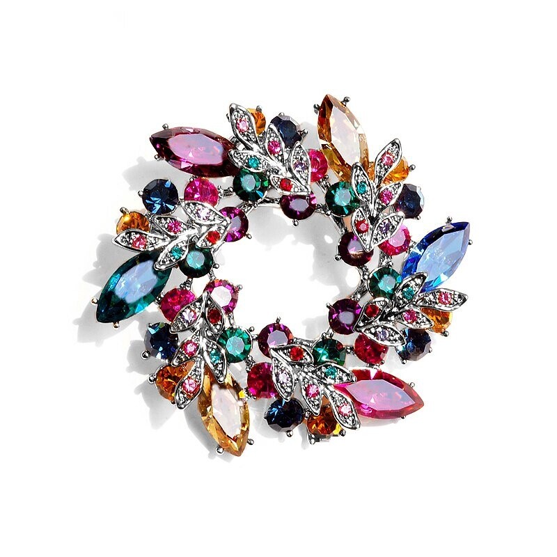Flower Crystal Brooch For Women Fashion Pin Bouquet Rhinestone Brooches Jewelry