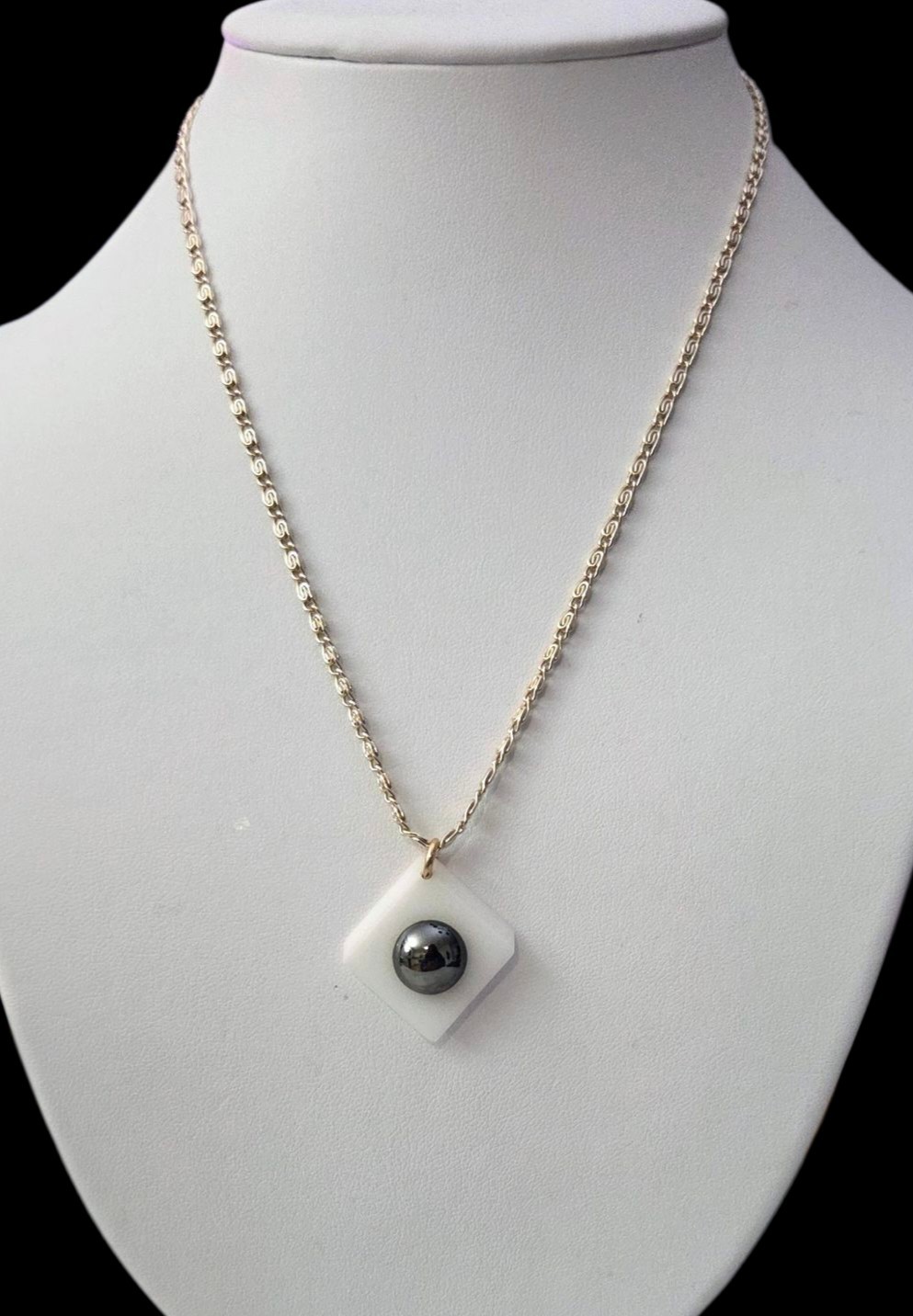 Germany Chain Hematite Geometrical Modern Asymmetrical Pendant Necklace 18″