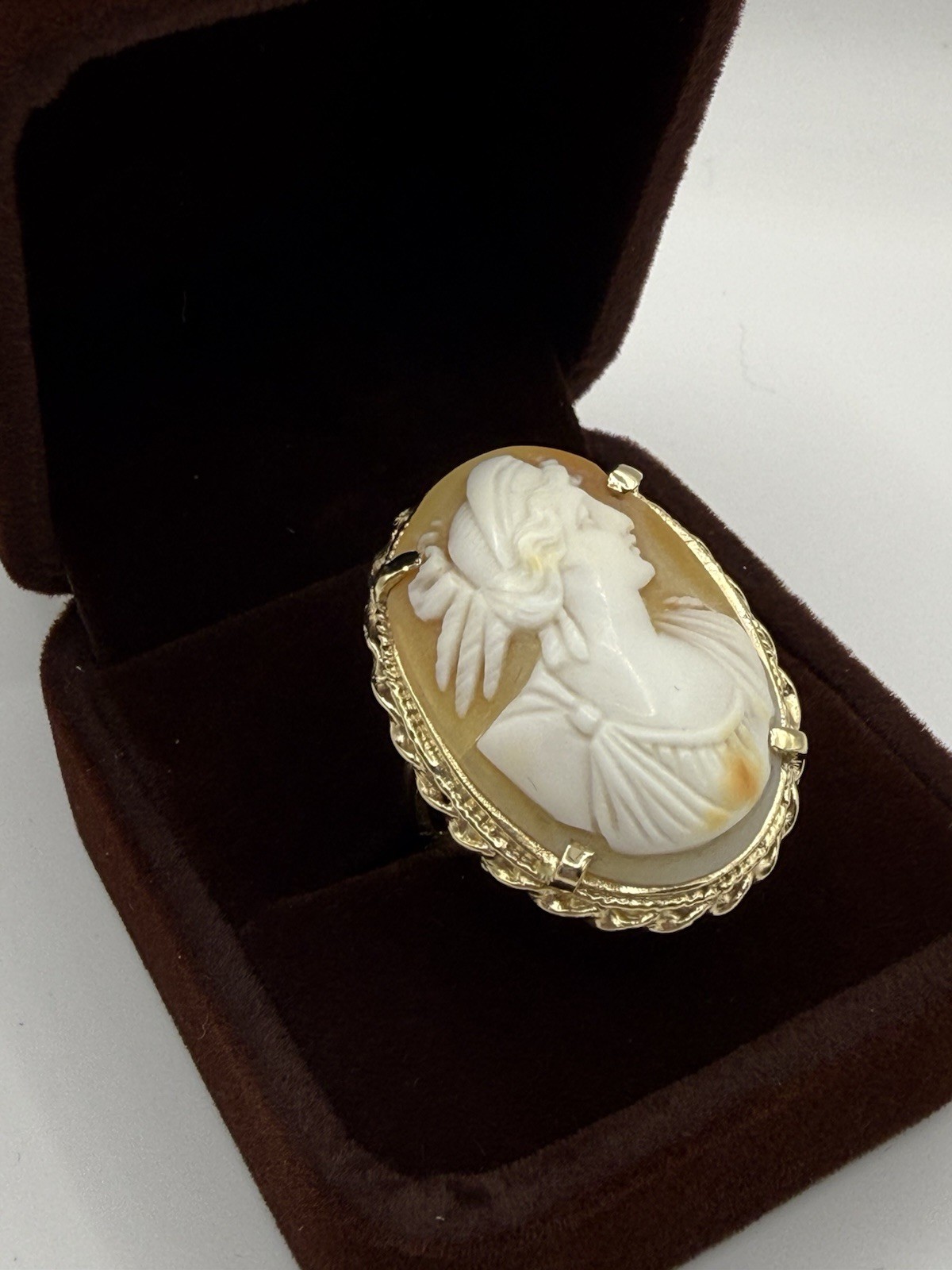 14K Gold Large Cameo Ring Classical Profile Antique c. Late 19th Century ~ 12.3g