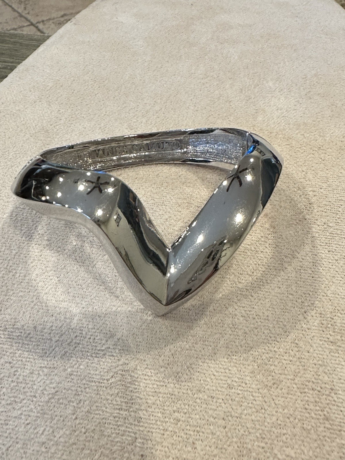Vince Camuto V Design Hinged Magnetic Lock Bracelet Silver Tone