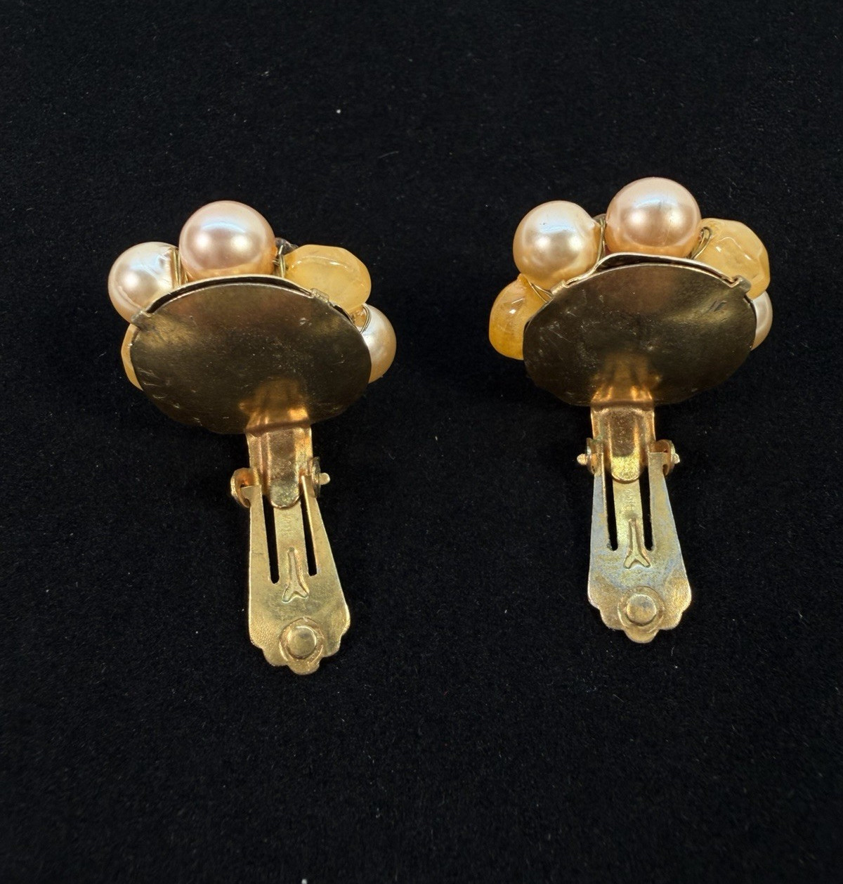 Bead Cluster Clip On Earrings Set of 3 Pairs Japan Hong Kong 1950s 1960s