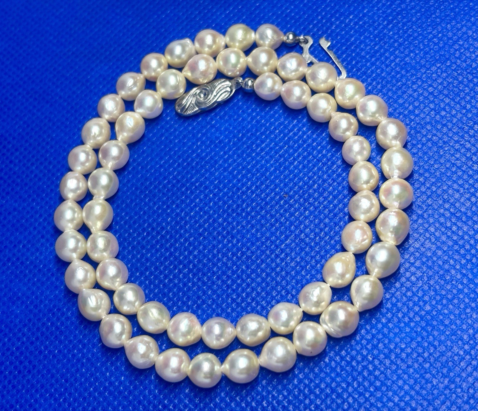 Antique 8 mm Sweetwater Pearls Silver 835 Necklace 29.5 Inches GERMANY vintage