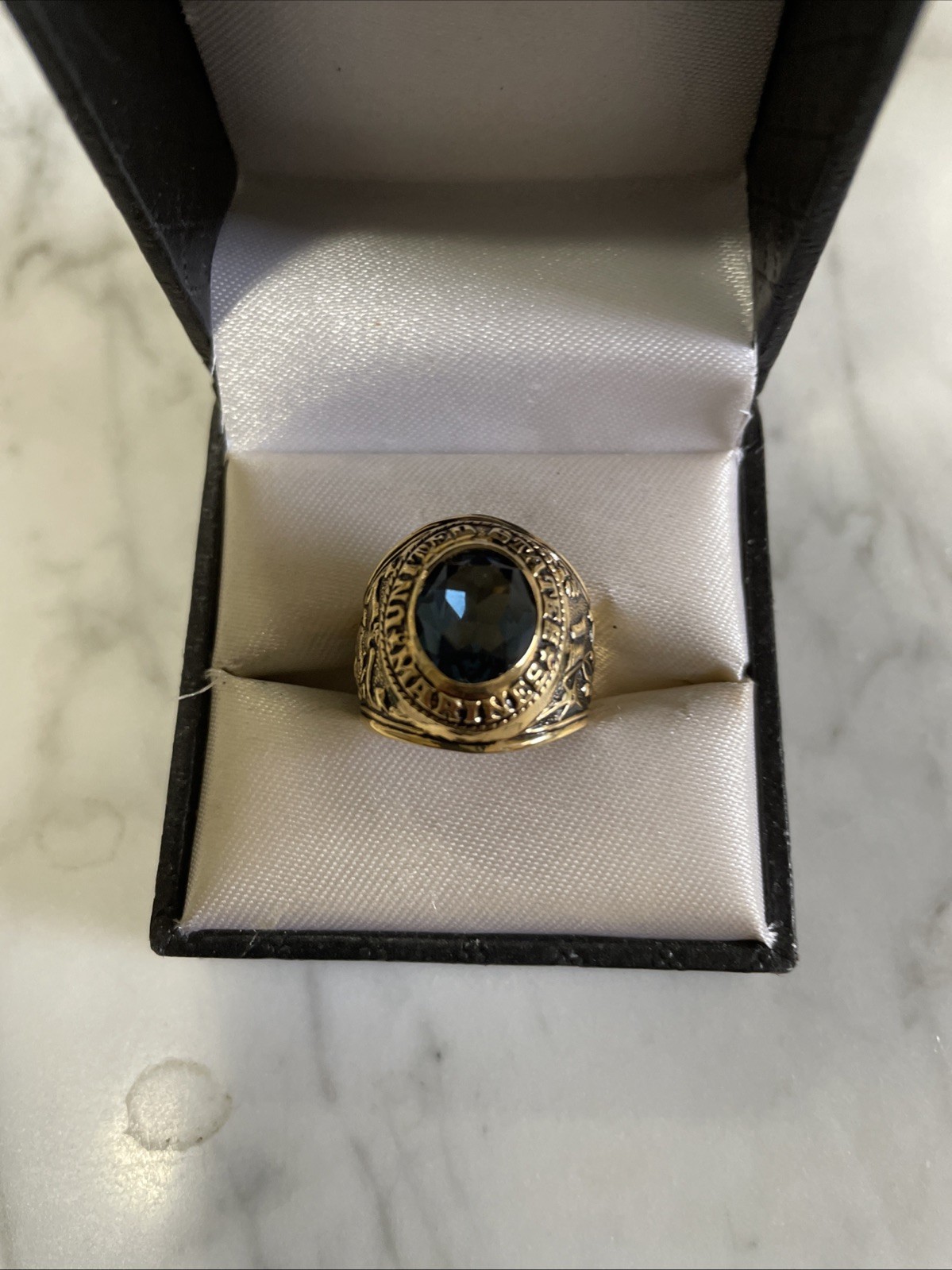 VTG Gold Plated United States Marines Ring Austrian Crystal SZ 10