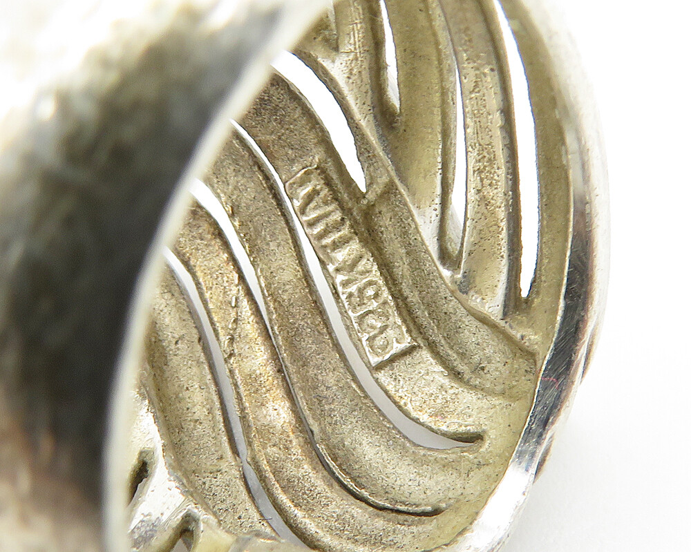 925 Sterling Silver Vintage Split Shank Swirled Band Ring Sz 5 RG18096