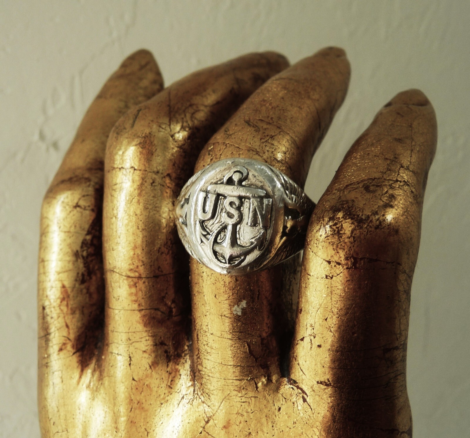 ANTIQUE OSTBY BARTON TITANIC UNITED STATES NAVY ANCHOR EAGLE STERLING MEN’S RING
