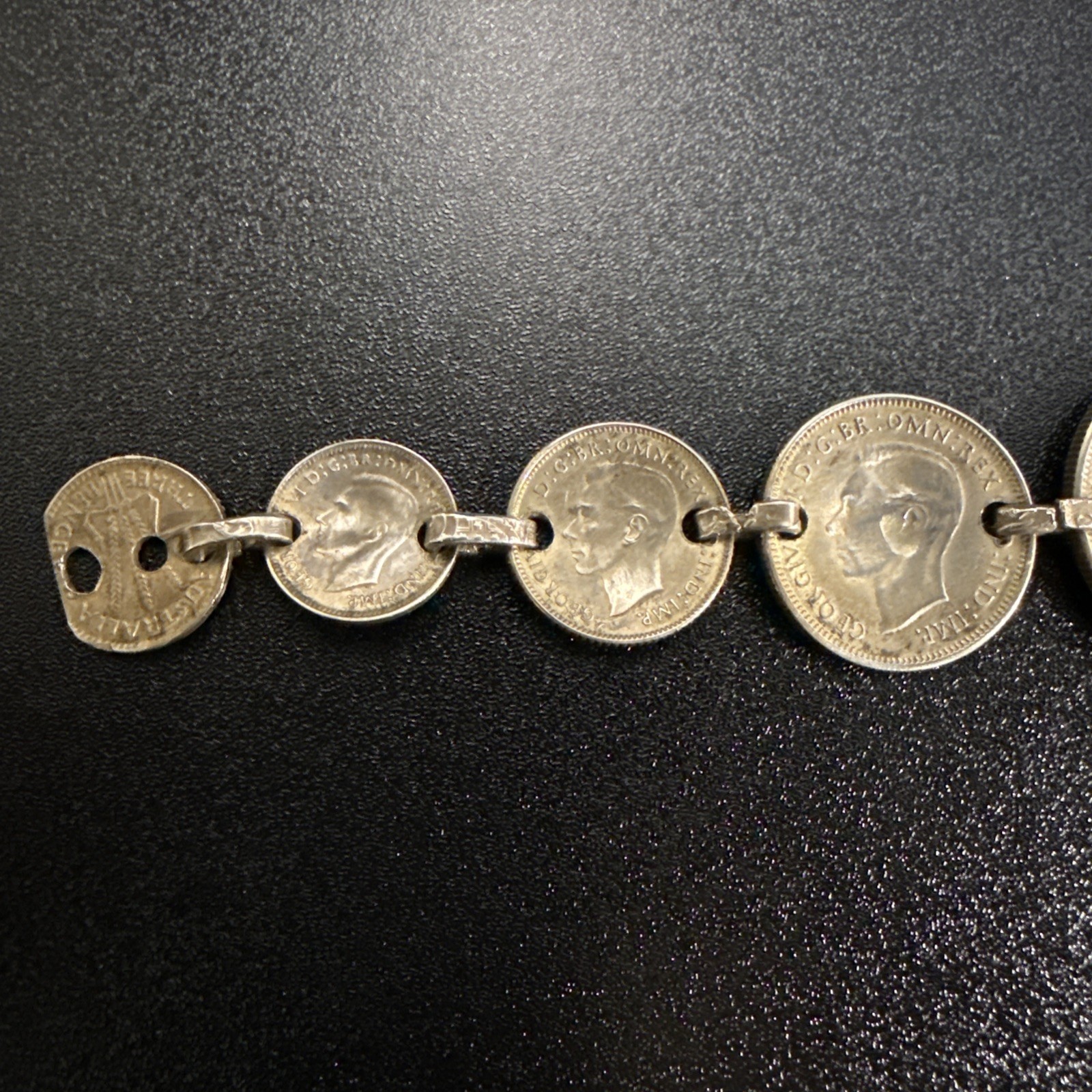 Vtg Coin Bracelet AUSTRALIA 1943-1944 FLORIN Sterling Coins 7”