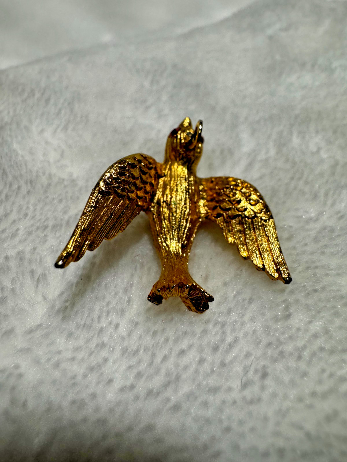 Vintage HOBCO Flying Bird with Pink Rhinestones Charm Gold Plated