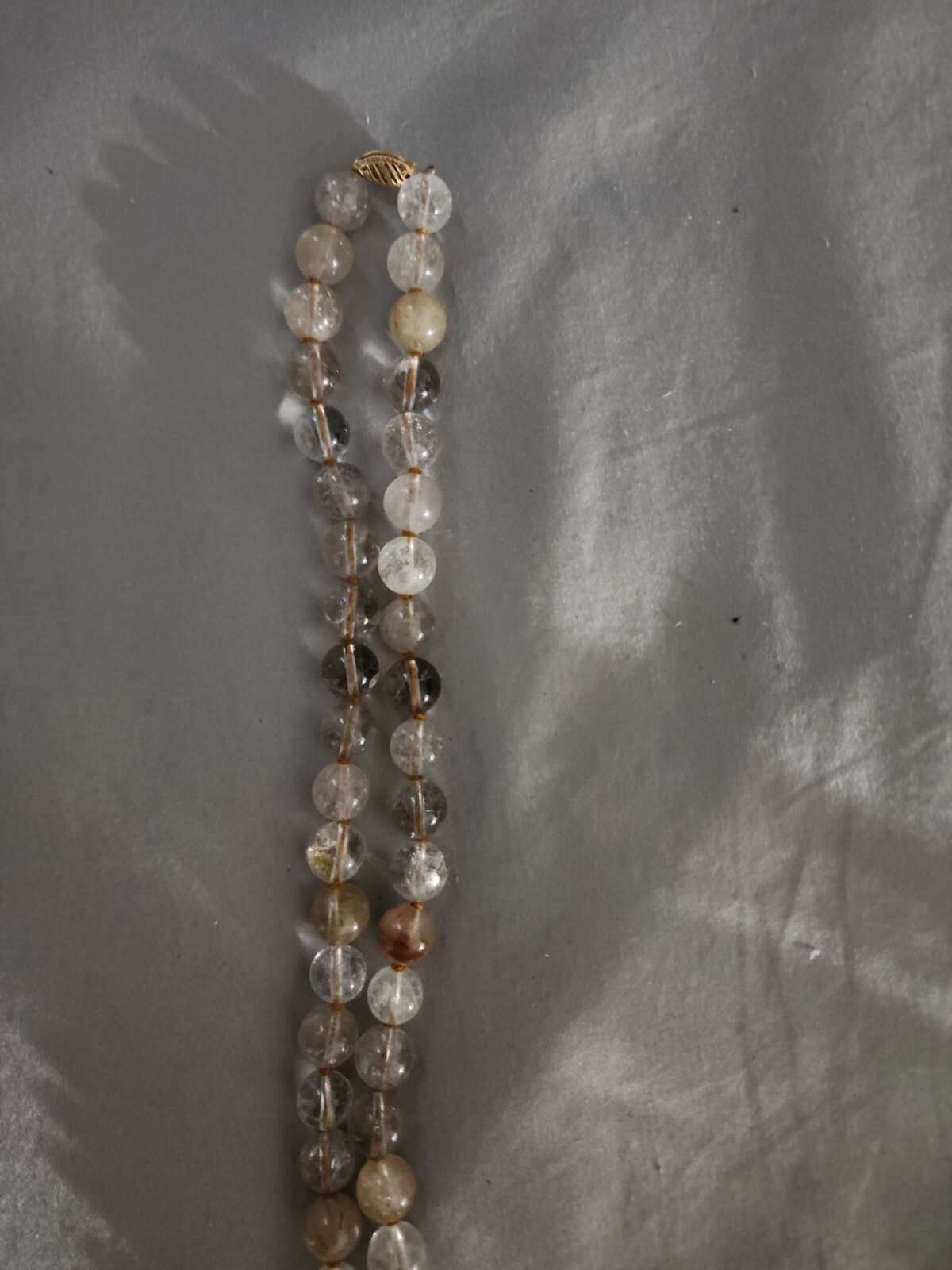 Vintage GSJ Signed 14k Gold Clasp Heavy Smokey Topaz Beads Designer 36″