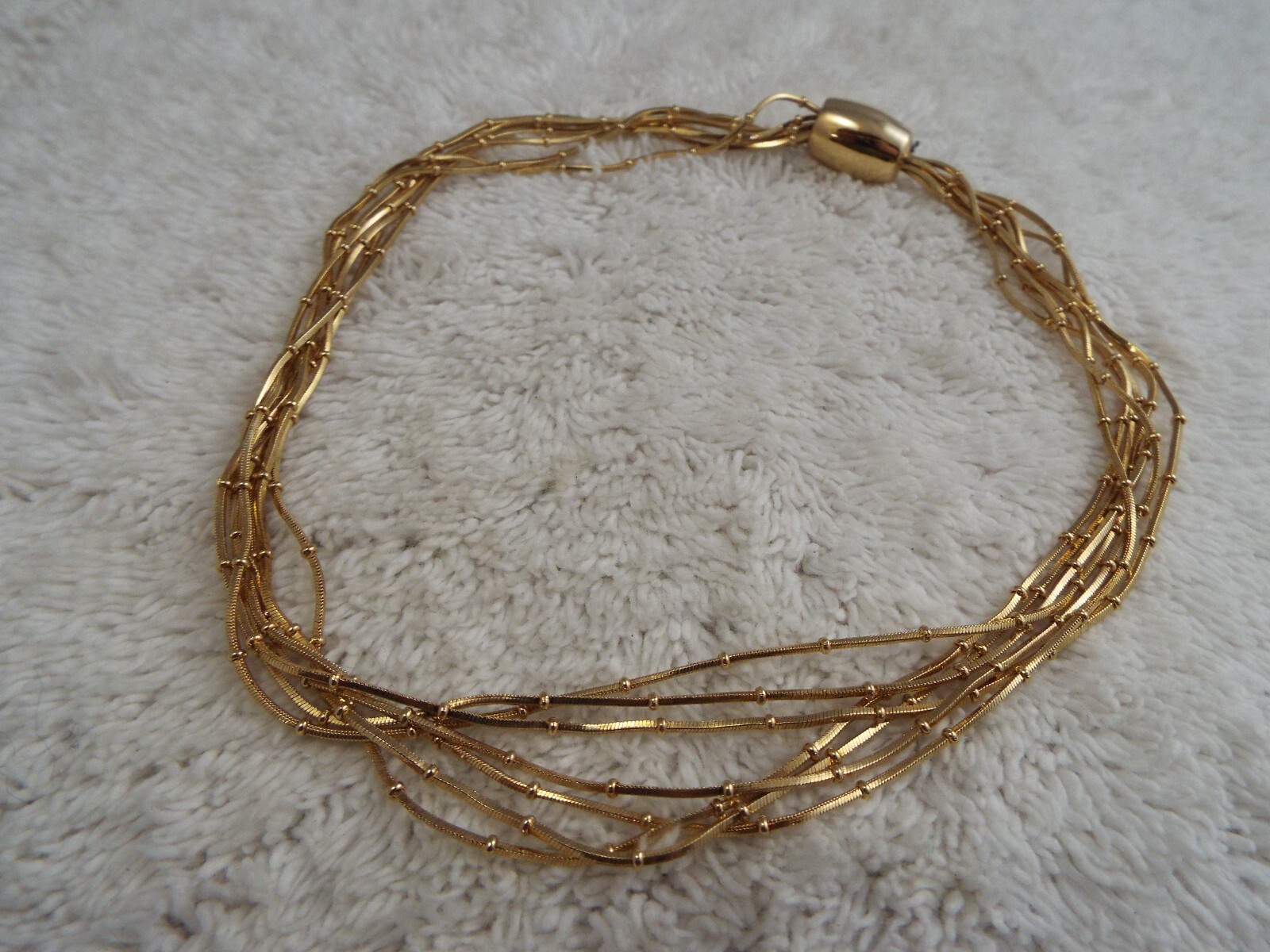 Goldtone Multi Strand Bead Chain Necklace (J15)
