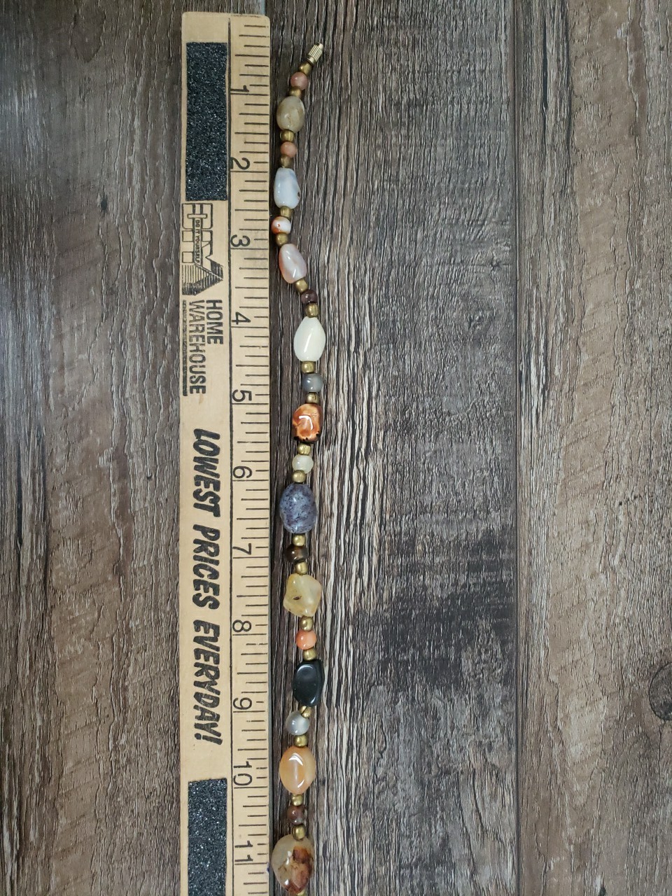 VTG Multi Polished Gemstone Agate Necklace 35″ Brass Barrel Closure Chunky