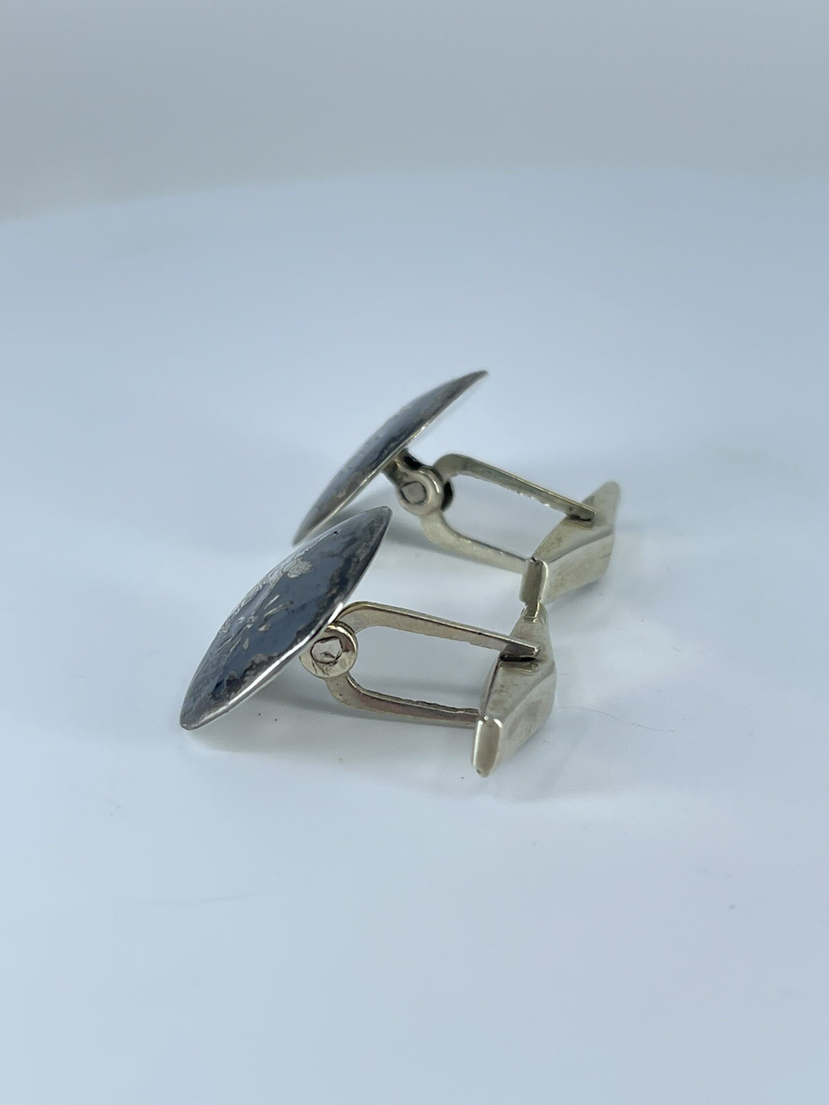 Siam Sterling Dancer cufflinks round swivel posts whale back 7/8″