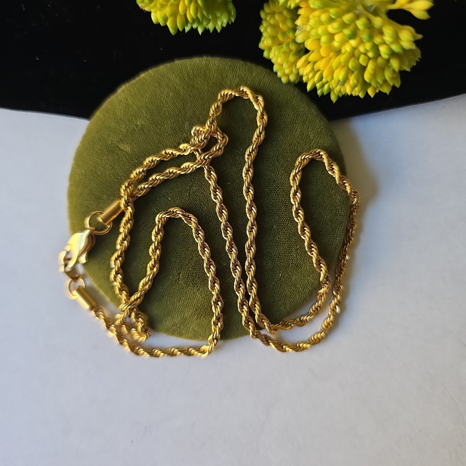Vintage 18K Gold Plated Rope Chain Necklace 22″ L