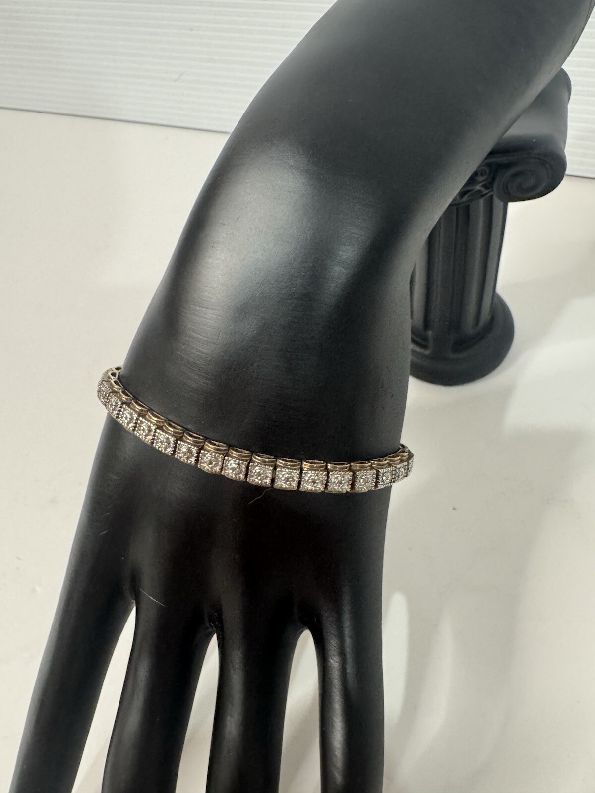 Unique Vintage Marked 925 China Tennis Bracelet Square Links Design NOT TESTED