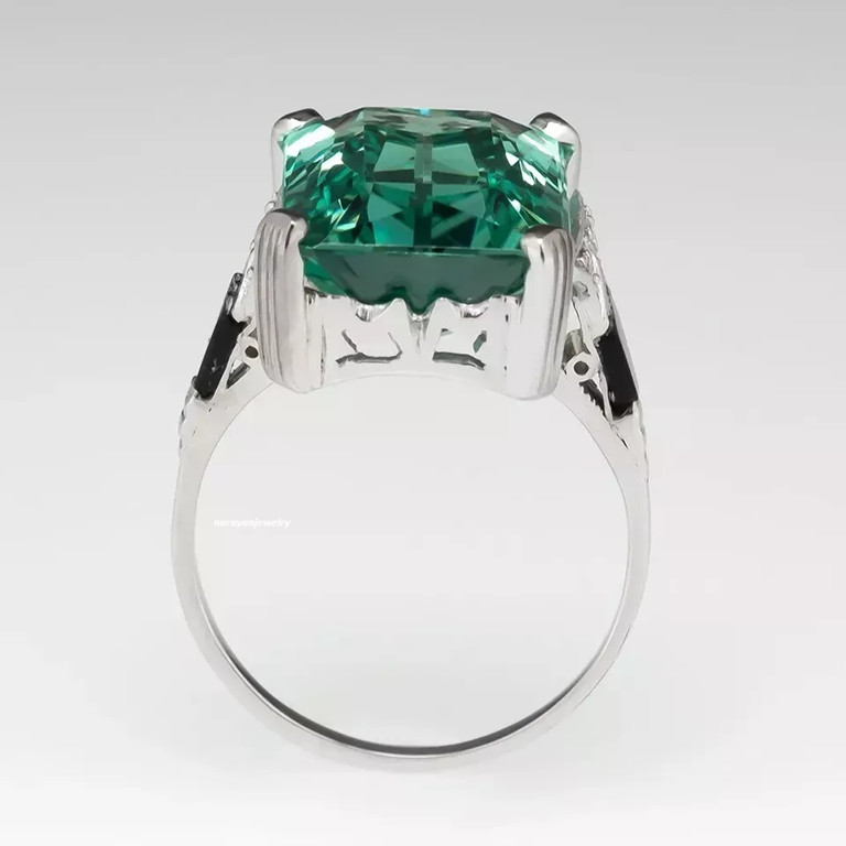22.65 CT elongated Emerald cut blue tourmaline cocktail Party Engagement Ring