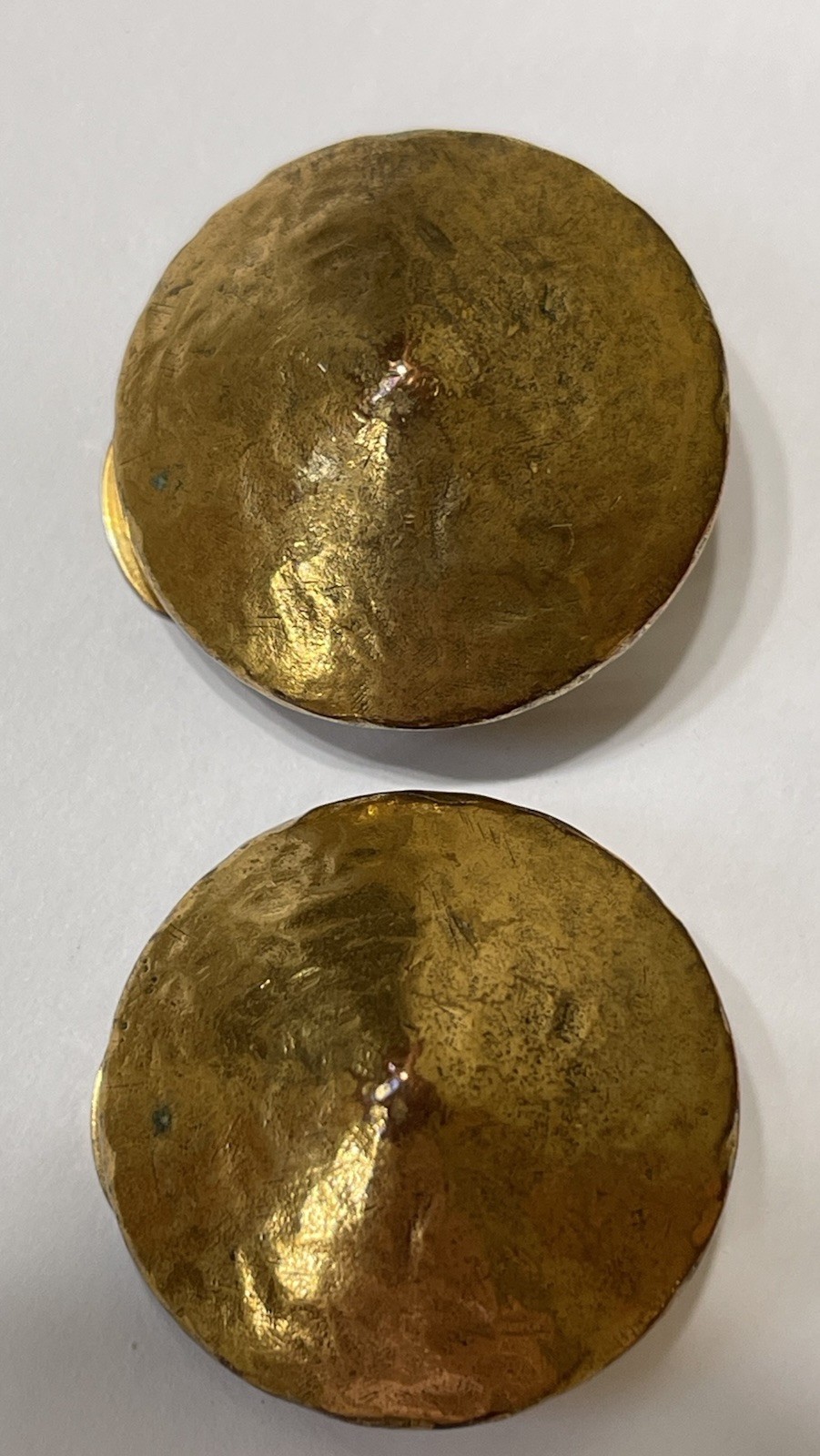 Oscar De La Renta Gold Toned Domed Clip On Earrings Burnished Look Vintage 1”