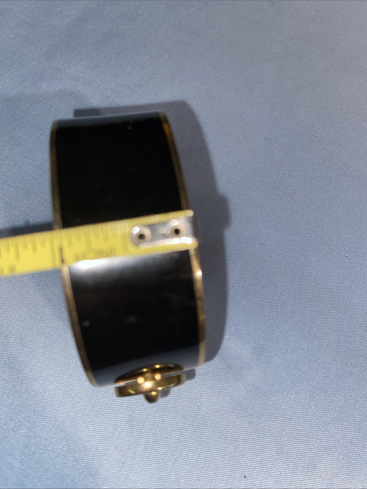 Vintage Coach New York Black Bangle 1” Wide Band Snap Bracelet Heavy Metal Rare