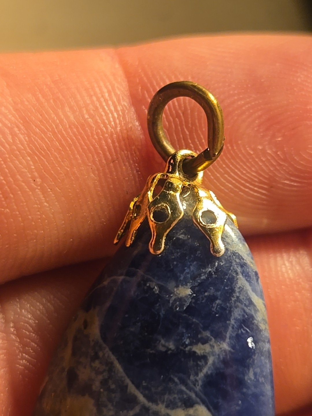 Vintage Ladies Solidite Pendant Natural Polished Stone Gilt