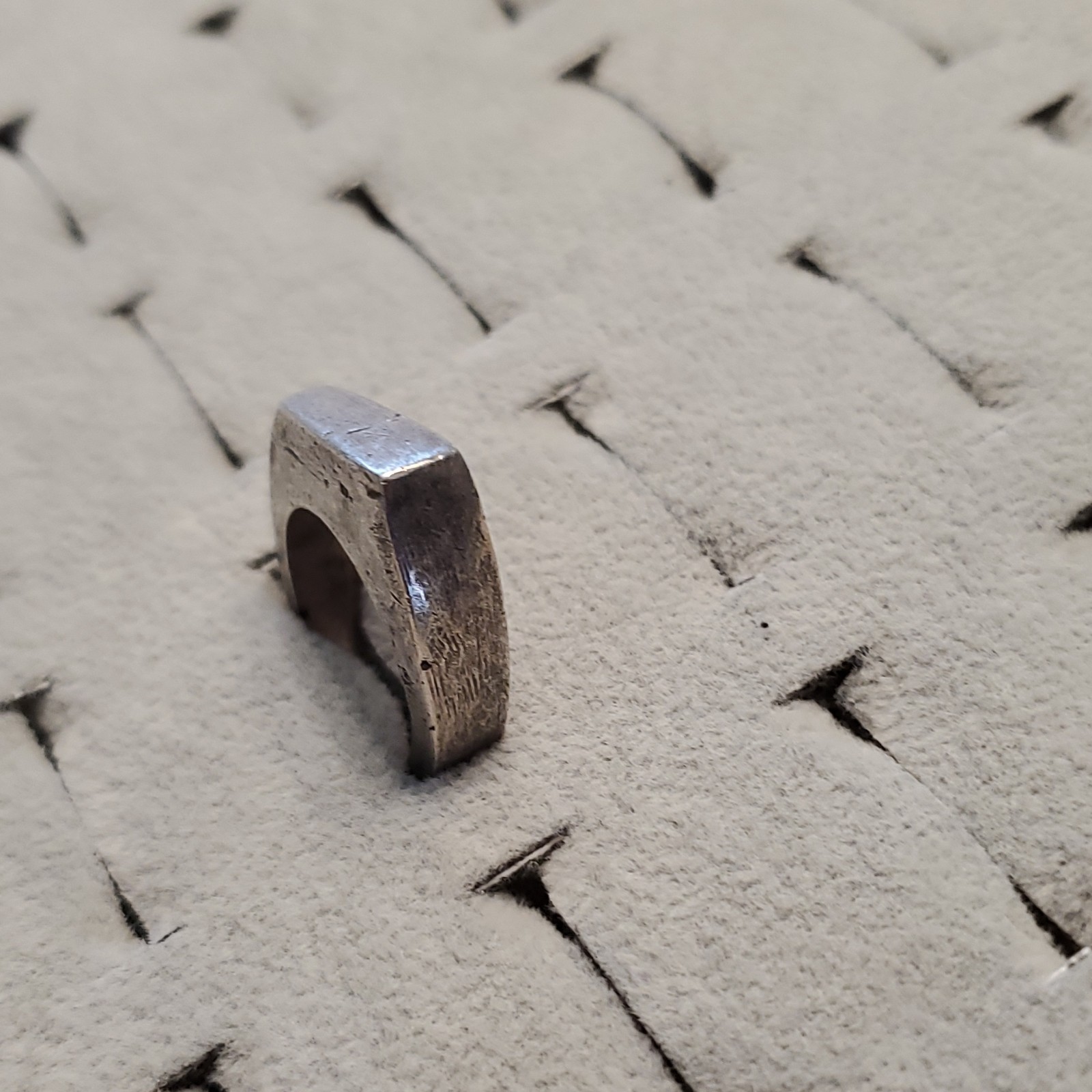 Vintage Silver Square Band Ring Size 7.25 Wide No Stone Metal Fashion Jewelry