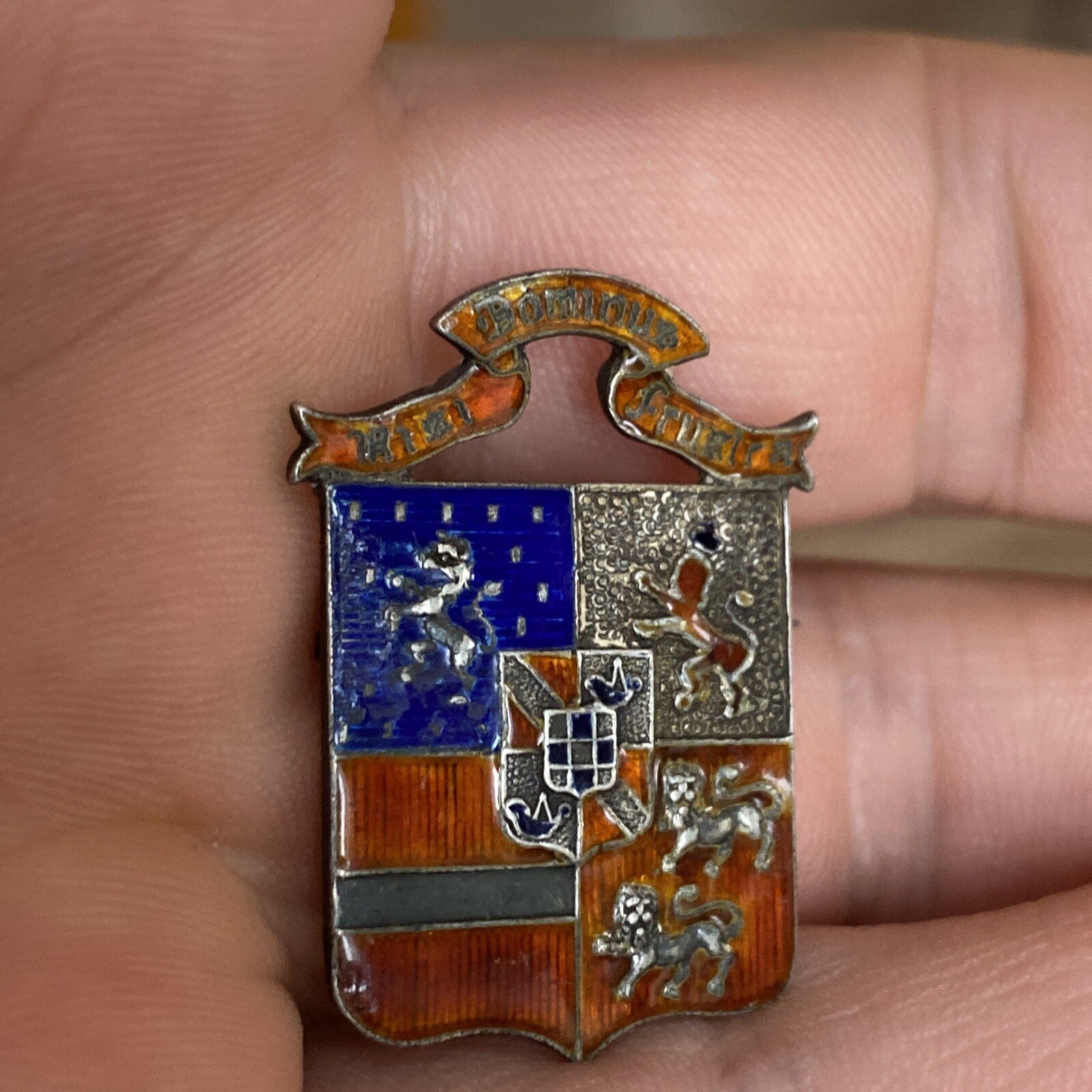 Antique Vtg Nisi Dominus Frustra England English Religious Hospital Pin Brooch