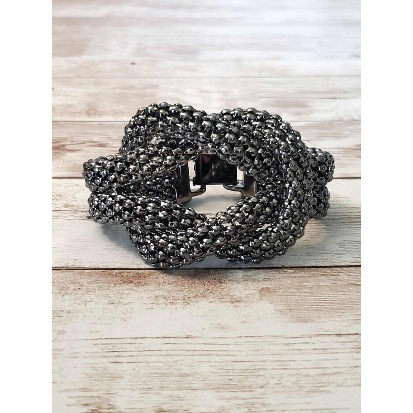 Vintage Bracelet / Bangle Dark Grey Knot Design Statement Chunky Bracelet