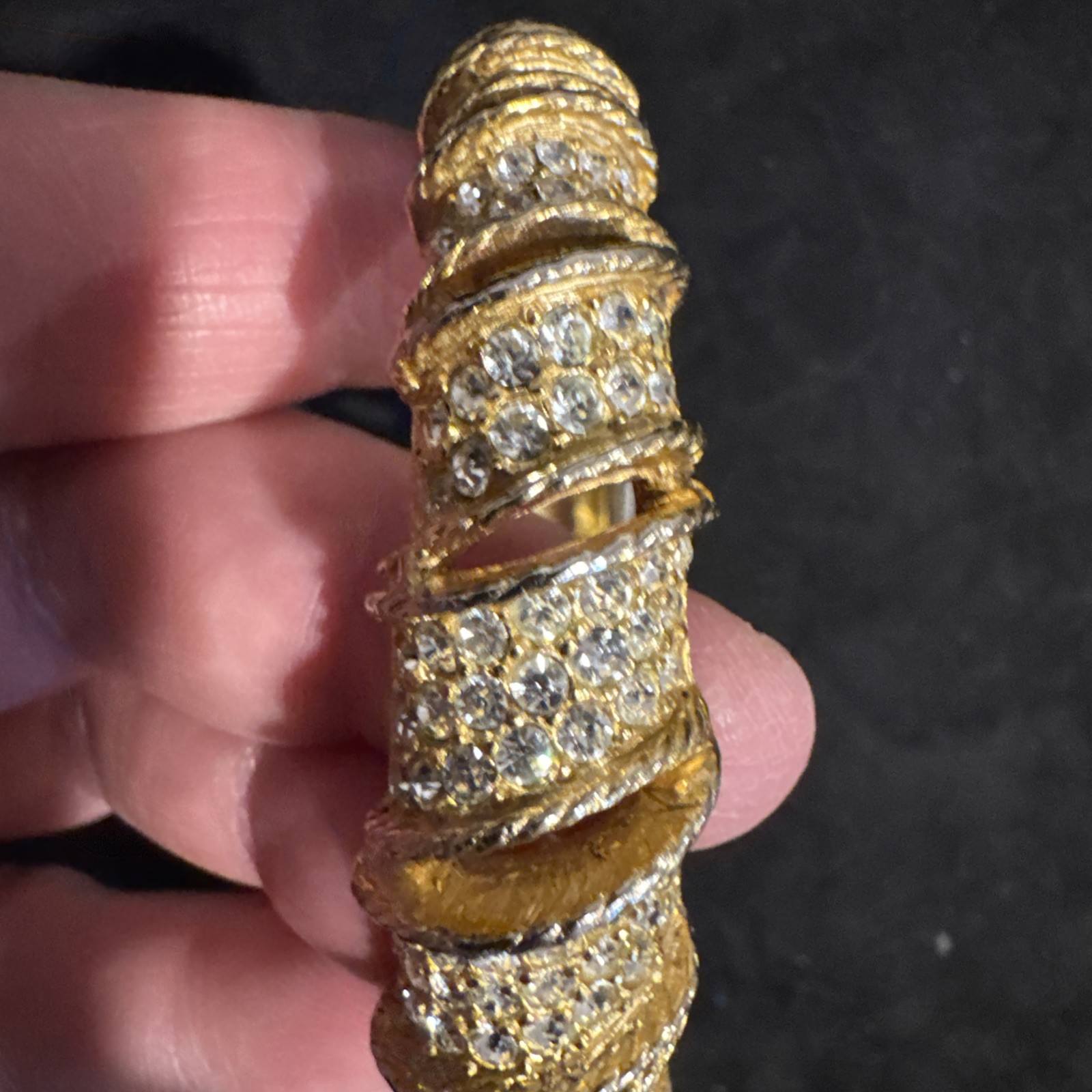 Kramer of New York Vintage Gold Tone Pave Set Rhinestone Bracelet Earring Set