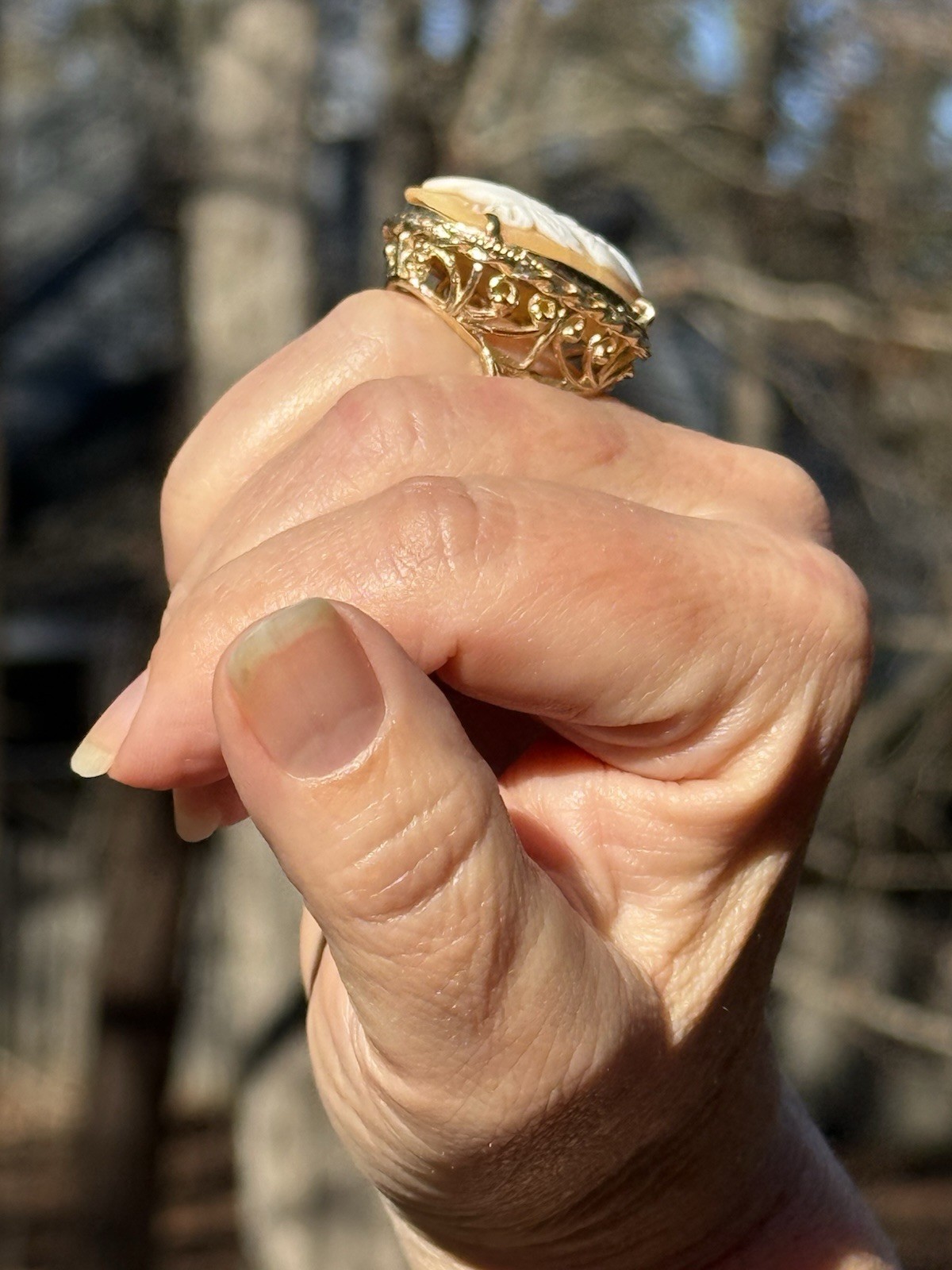 14K Gold Large Cameo Ring Classical Profile Antique c. Late 19th Century ~ 12.3g