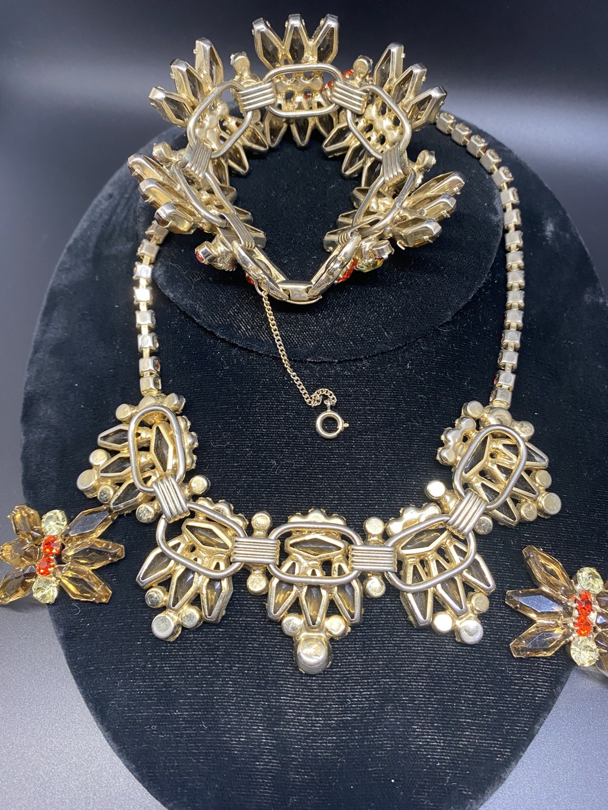 JULIANA D&E BOOK SET GRAND PARURE COFFIN RHINESTONES 5 PIECE PARURE SET