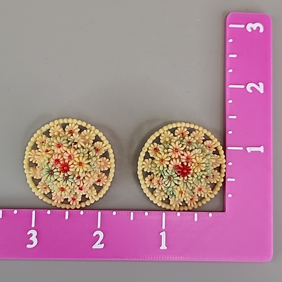 Vintage Celluloid Scatter Pins Brooch Round Flowers Occupied Japan 1 3/8″