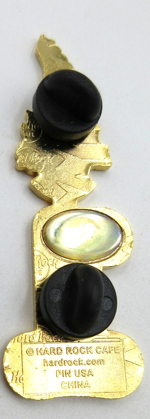 VTG HARD ROCK CAFE CASINO HOLLYWOOD FLORIDA Black red gold tone GUITAR Lapel Pin