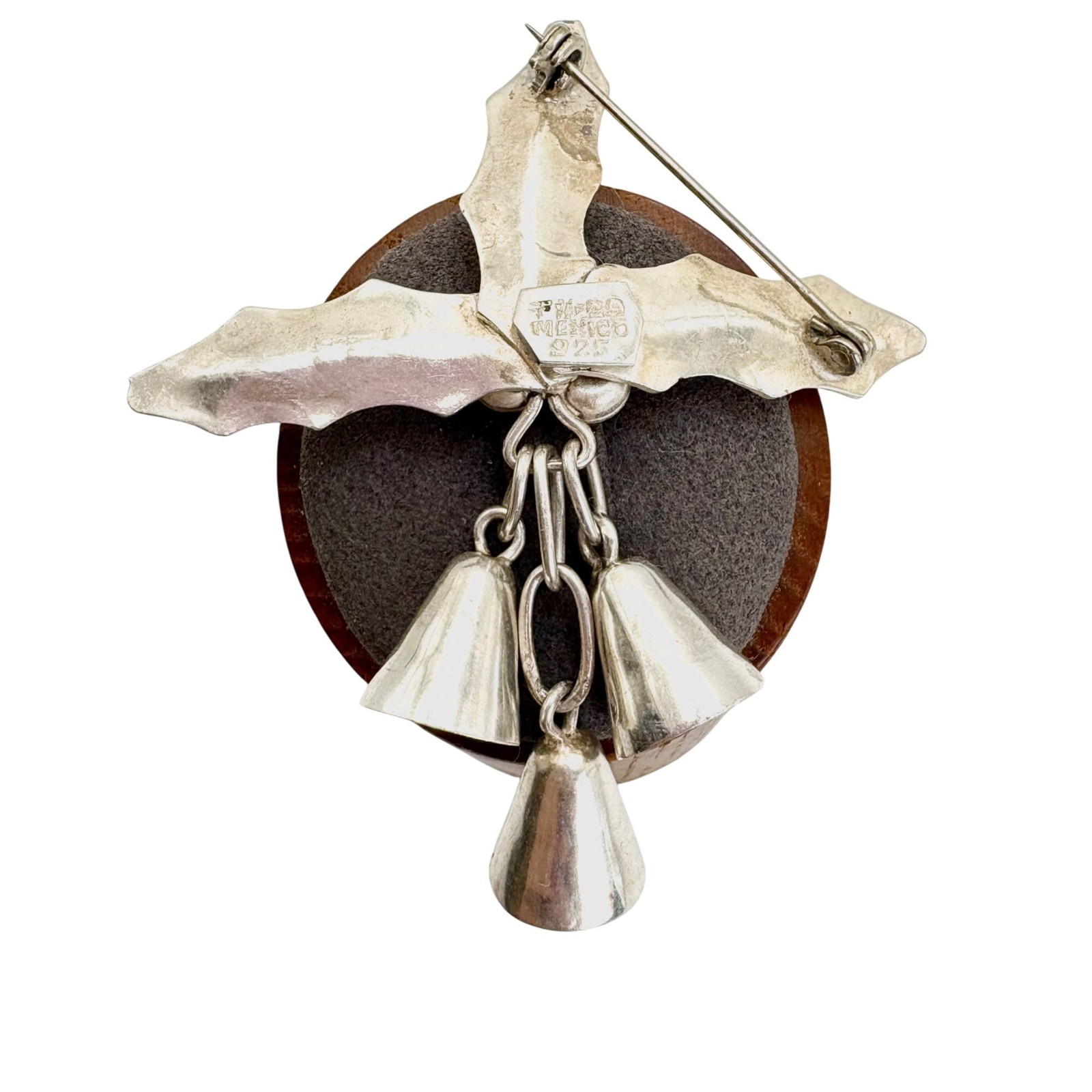 Mistletoe Christmas Theme Sterling Silver 925 Brooch Size 2.75″ Length
