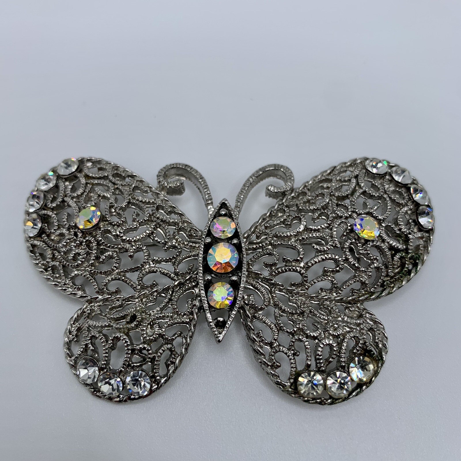 Vintage Butterfly Brooch Silver filigree Estate Jewelry Statement Piece MCM