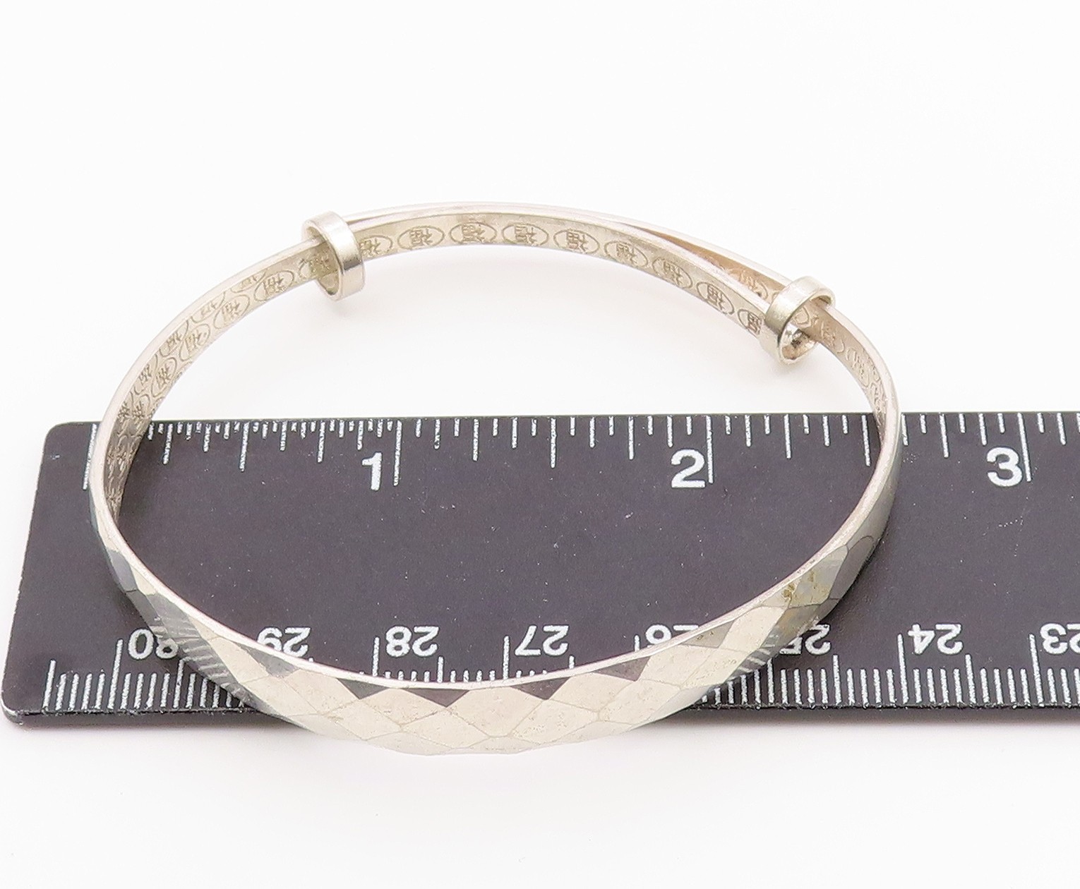 CHINESE 925 Silver Vintage Diamond Pattern Hidden Message Bracelet BT9363