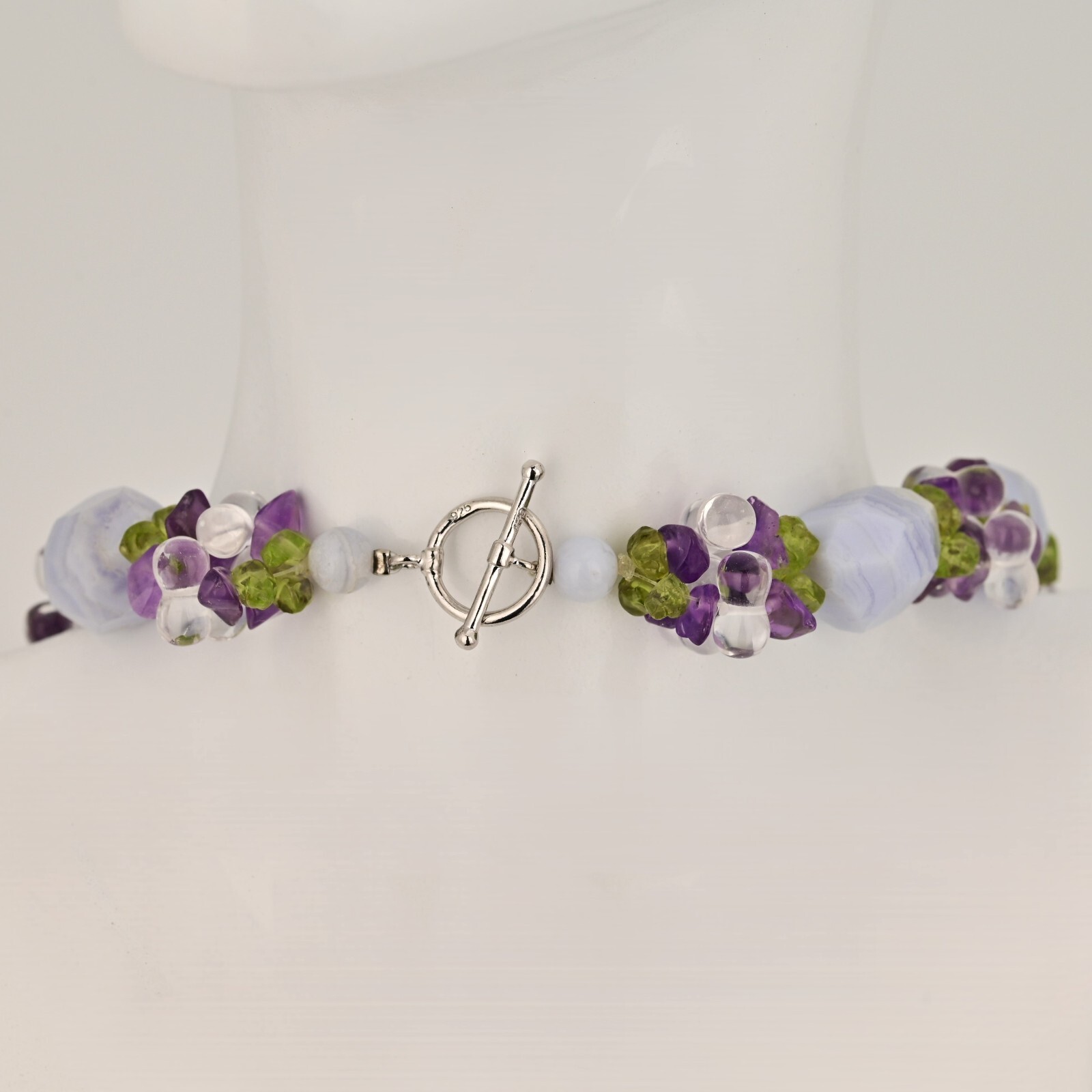 ROSS SIMONS Vintage Original Sterling Silver 925 Multi Gemstone Estate Necklace