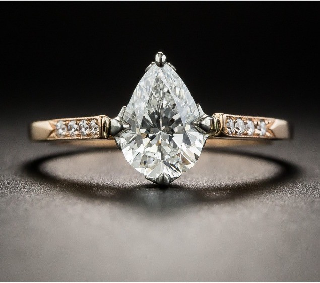 2.90 Ct White Diamond Art Deco Antique Vintage Wedding Ring 14K Yellow Gold FN