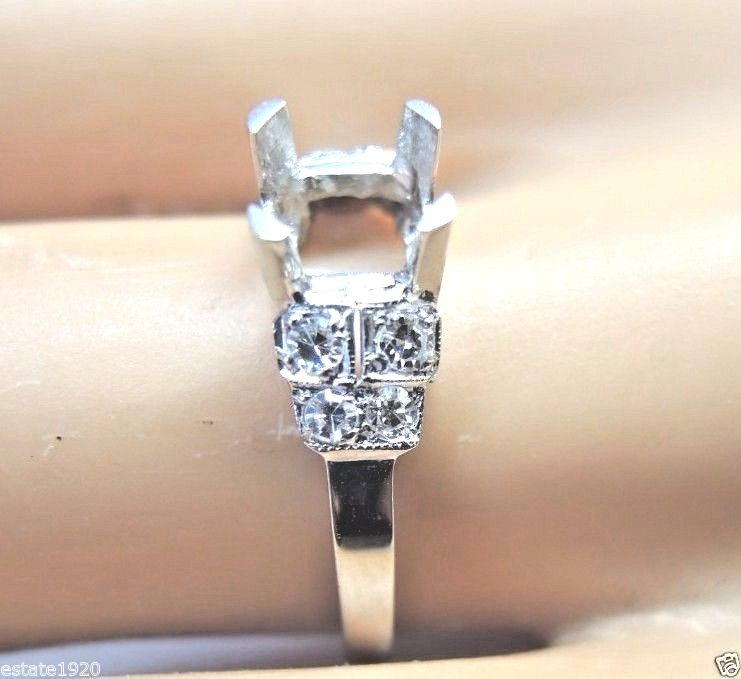 Antique Art Deco Mounting Setting Plat Hold 6-6.5MM Ring Sz 6.5 UK-M1/2 EGL USA