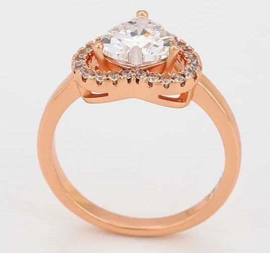 0.50CT Heart Cut White Moissanite Heart Design Women Halo Ring 10K Rose Gold FN