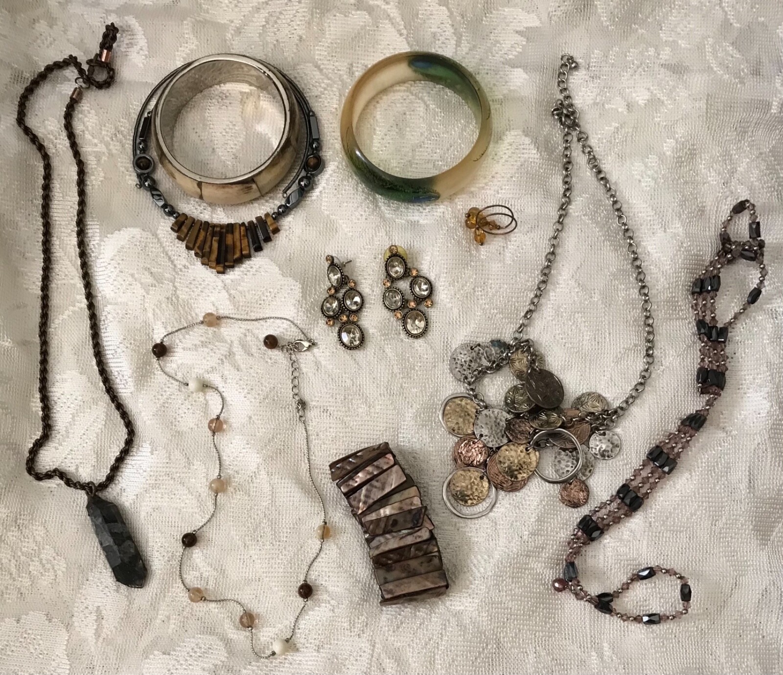 Vintage to Modern Lot of 10 Jewelry items- Necklace Earrings Bracelets