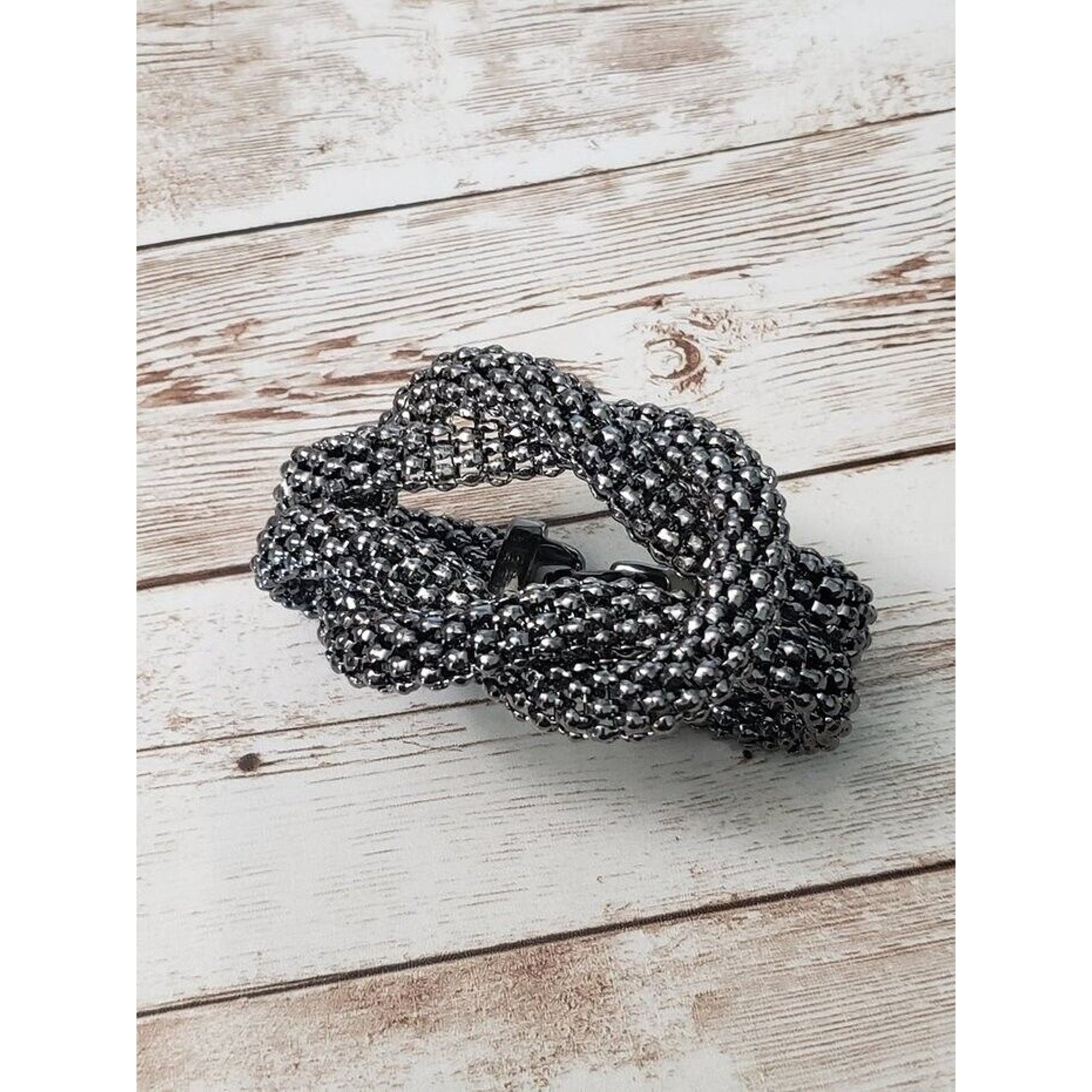 Vintage Bracelet / Bangle Dark Grey Knot Design Statement Chunky Bracelet