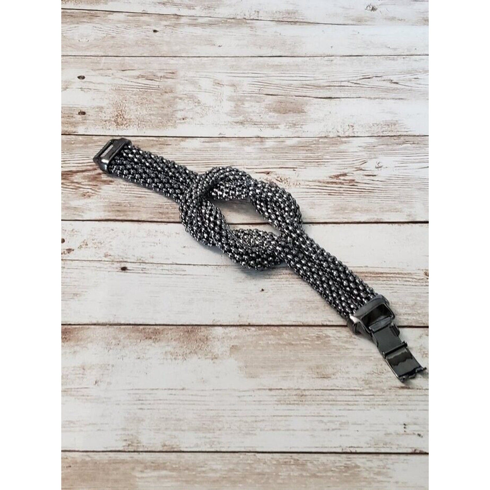 Vintage Bracelet / Bangle Dark Grey Knot Design Statement Chunky Bracelet