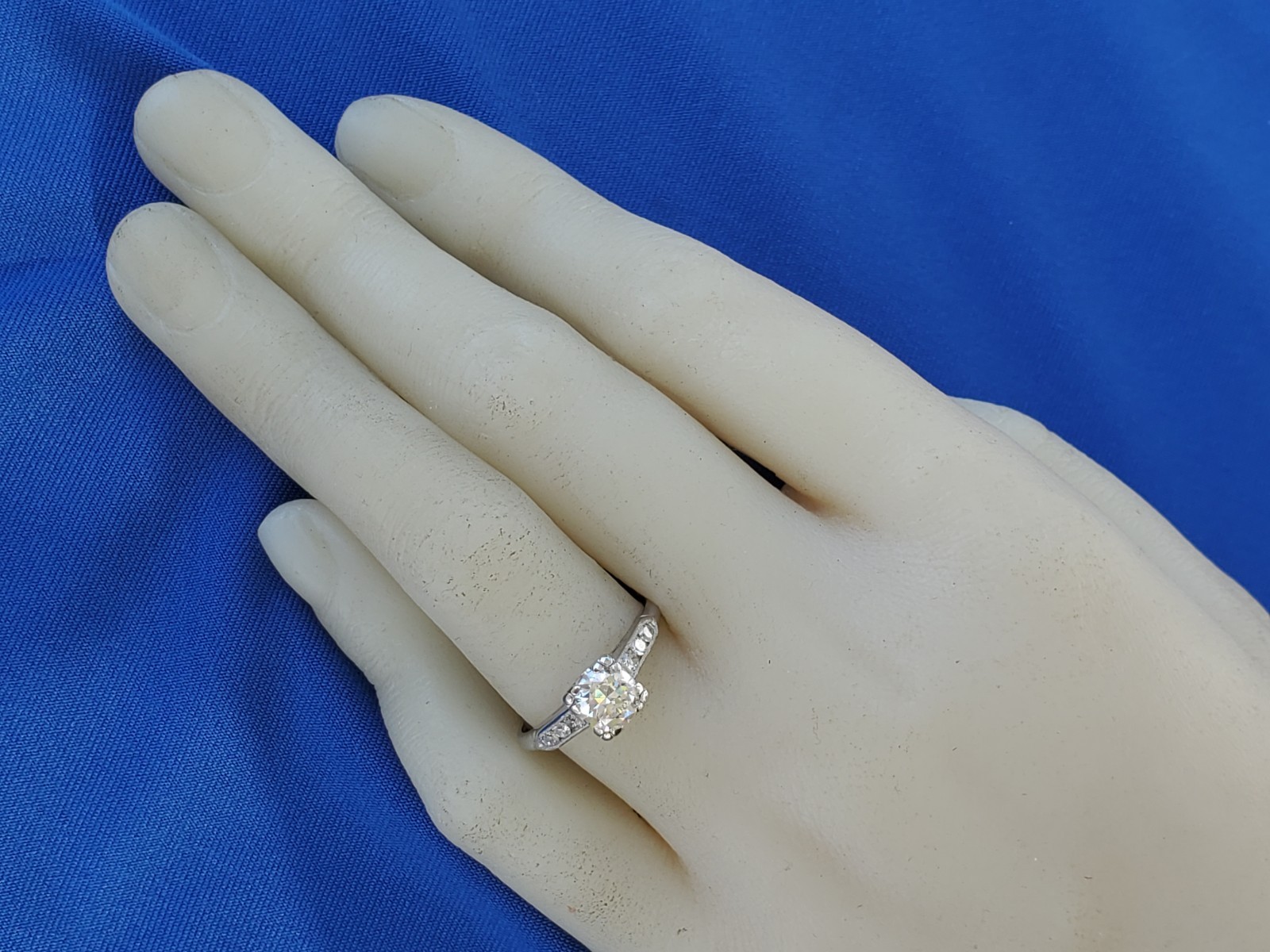Original EARTH MINED DIAMOND Deco Engagement RING Vintage PLATINUM Solitaire 1 C
