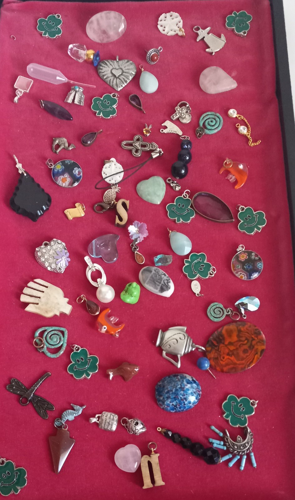whole bunch jewelry charms pendants gemstones vtg lot crystal perfume bottle #1