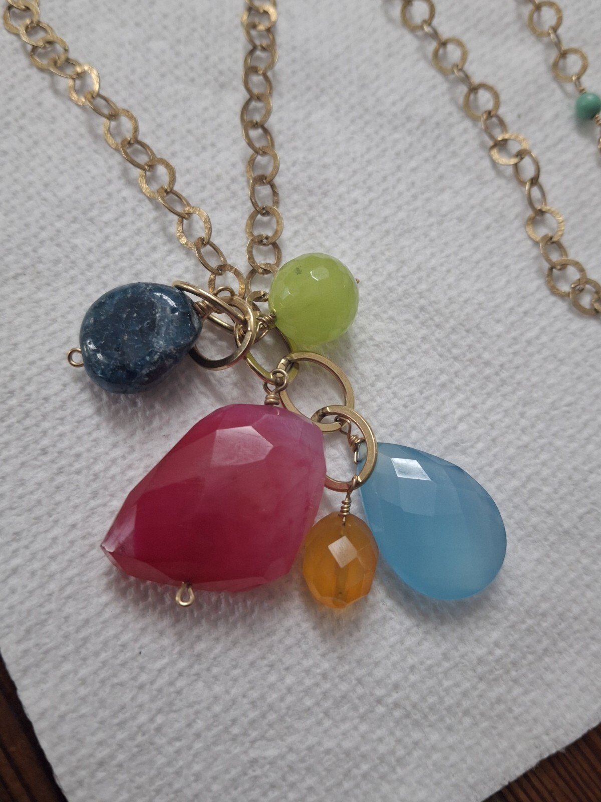 14/20 GF Gold Filled 33″ Multi Color Gemstone Necklace