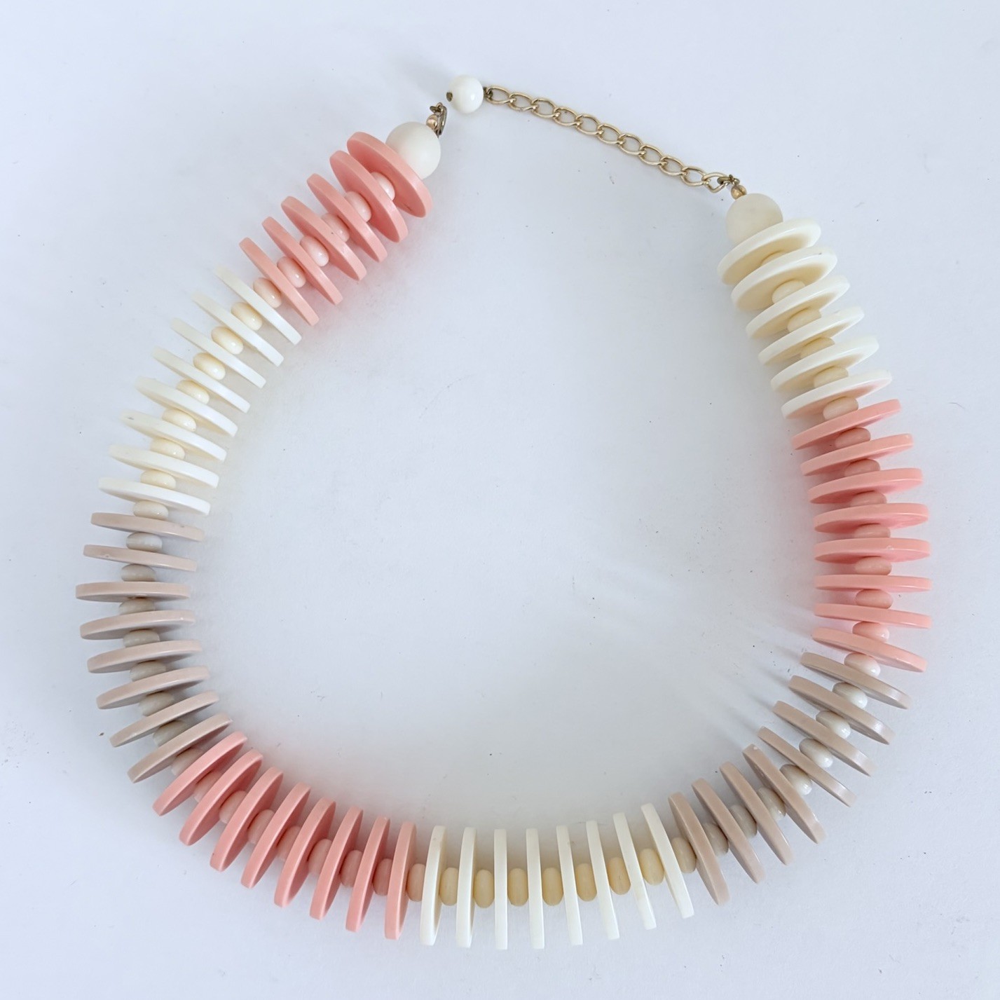 Vintage 80’s Pink Chunky Polymer Retro Boho Pastel Colors Necklace Gantos 19” US