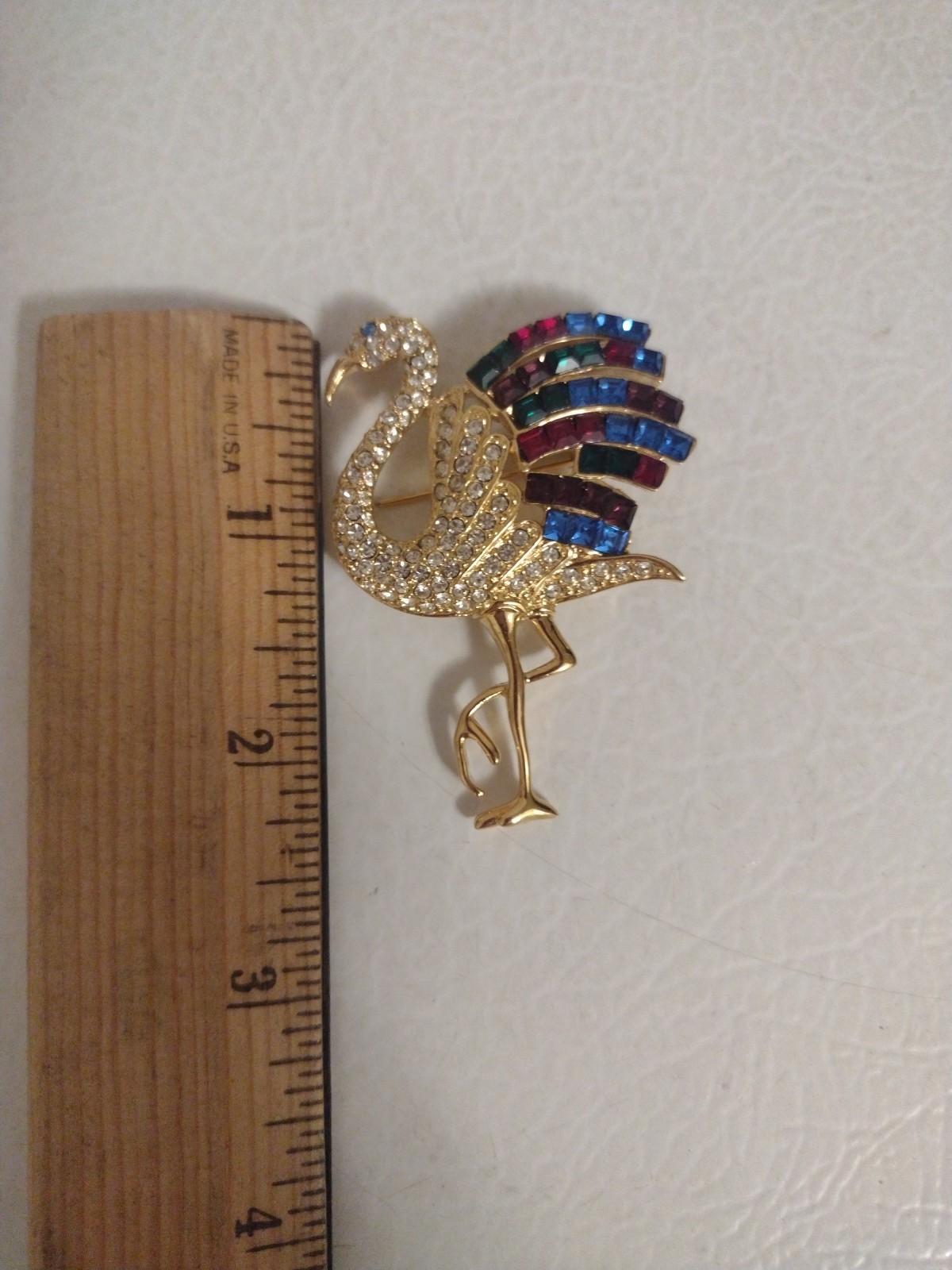 Vtg GIORGIO Gold tone Pave Duchess Of Windsor Flamingo Bird Brooch Pin Jewelry