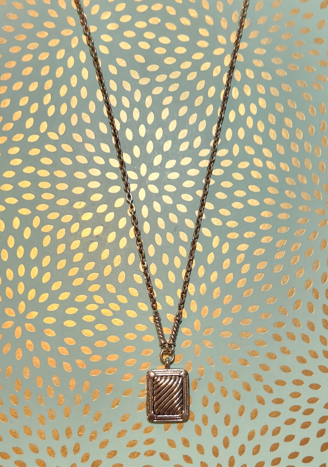 Napier Silver Tone Patterned Rectangular Stationary Pendant Necklace