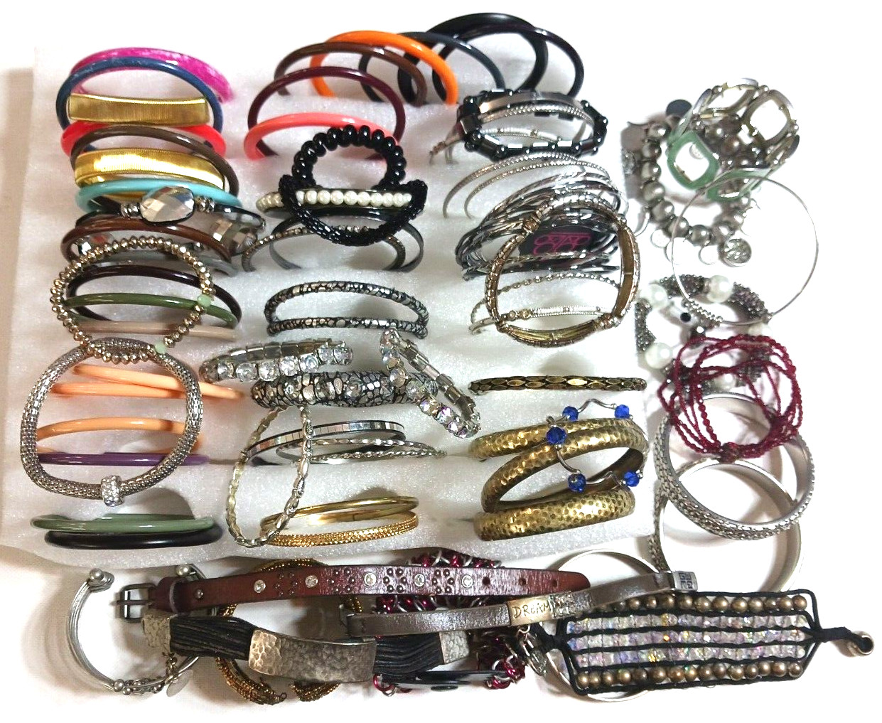 Bracelets. Large lot. 82 assorted style bracelets. beads, stones. some vintage.
