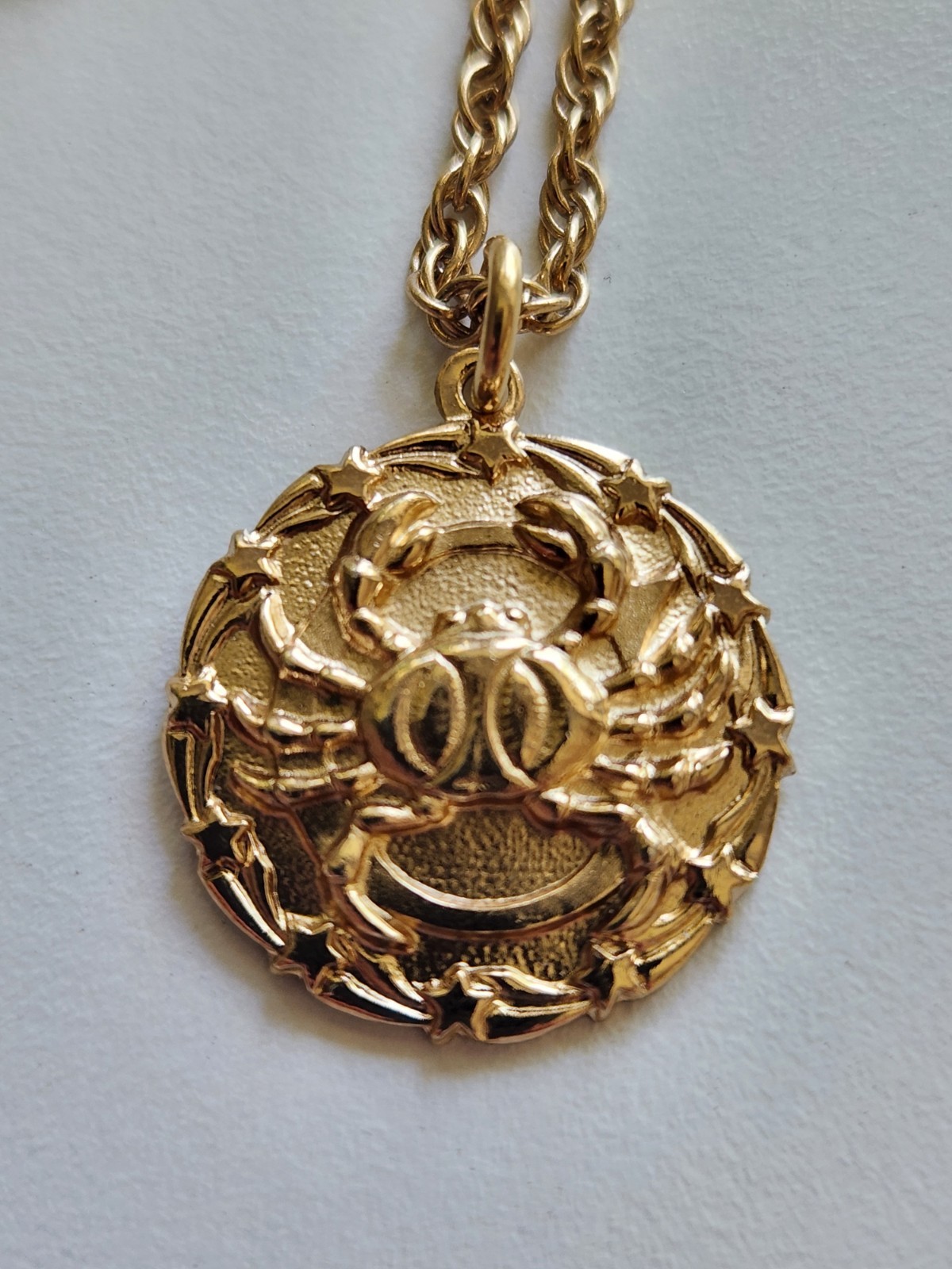 Napier Gold Tone Necklace with Cancer Crab Zodiac Astrology Pendant June July
